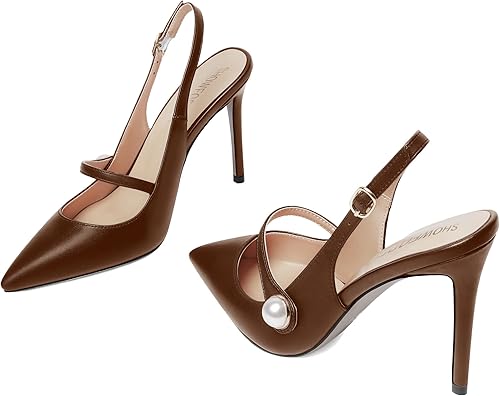 Miniatura 6 de SHOWFOREST Vestido de novia con hebilla para mujer, color liso, punta puntiaguda, con talón alto, zapatos de tacón alto, 4 pulgadas