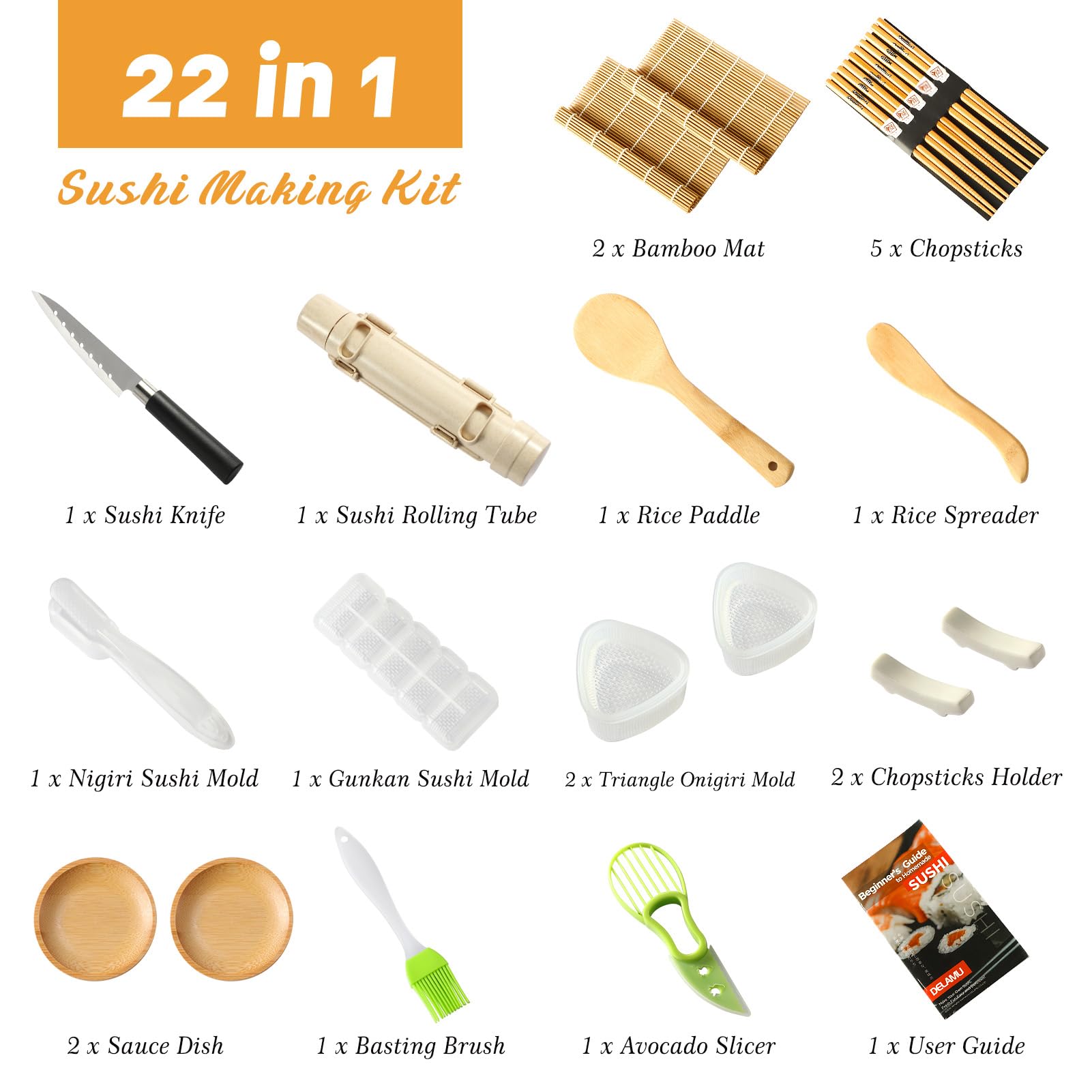 Kit de fabrication de sushis avec couteaux Sashimi