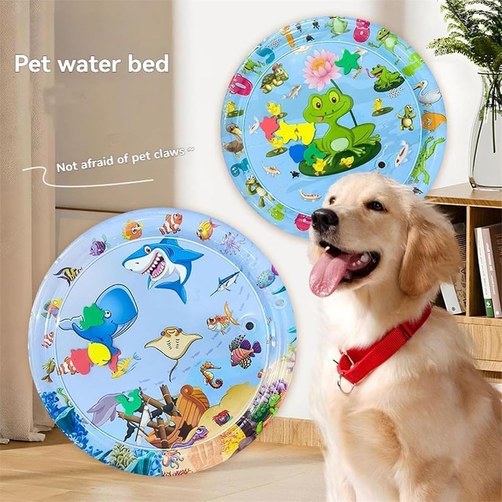 Ocean Breeze Splashland Tapis De Jeu Aquatique Pour Chat – Jouet Sensoriel épais Anti-rayures Avec Poisson, Tapis Interactif Pour Chat D'intérieur, Comprend Une Pompe à Air (D