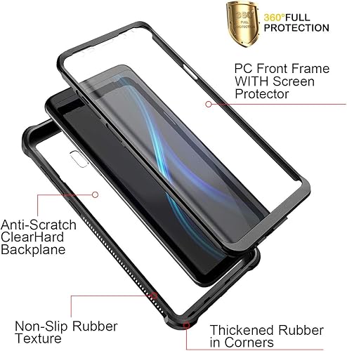 Vista 26 de Dexnor Funda compatible con Samsung Galaxy S9 Plus con protector de pantalla, marco galvanizado, cubierta trasera transparente, resistente 360