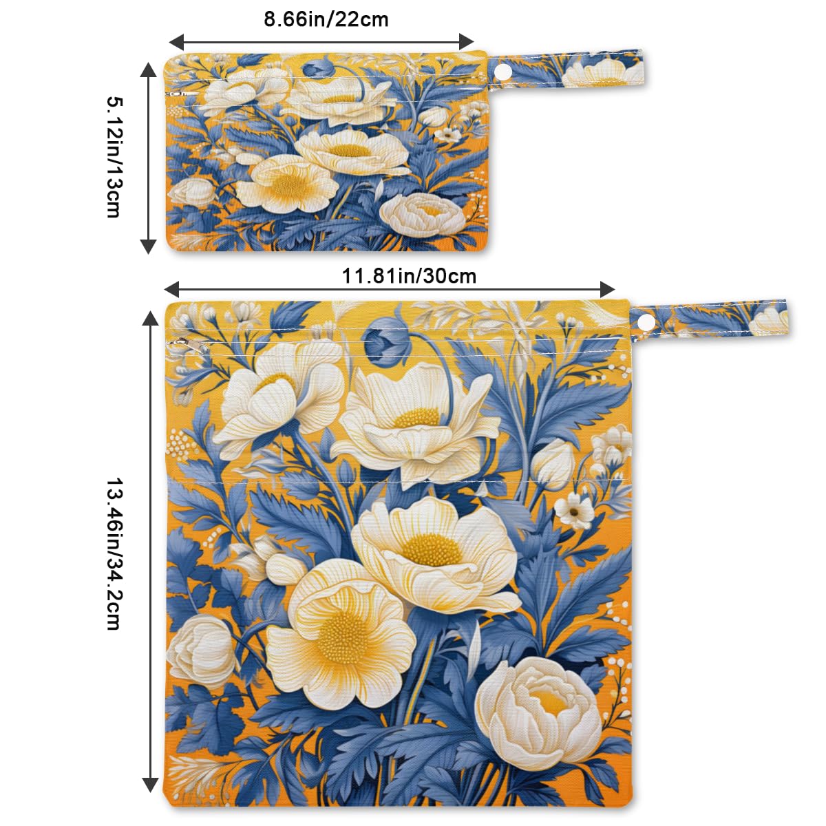 2 Pack Wet Bags for Swimsuits, Colorful Flower Waterproof Washable Dirty Clothes Bag Abstract Flower Wet Dry Bag with Zipper Pocket Bathing Suit Workout Bag Wet Swimsuit Bag for Travel Beach