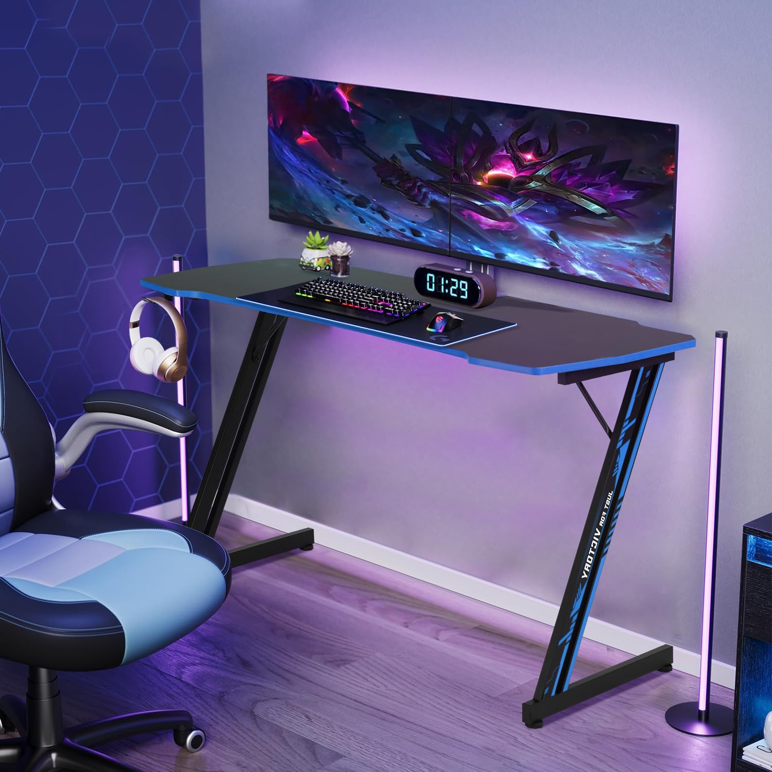 Gaming Desk Large Computer Desk Work Desk 47 Inch Carbon Fiber Surface Study Table Writing Desk Computer Table