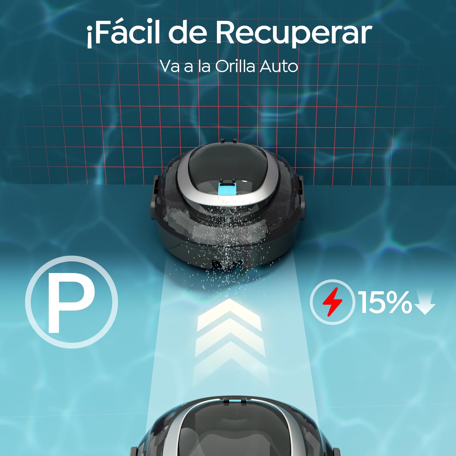 (2026 S2 Robot Piscina, Aspirador Inalámbrico, Doble Filtración, Doble Motor, 90min Limpieza, Autoaparcable, Ideal para Piscinas de Fondo Poco Profundo(Gris)