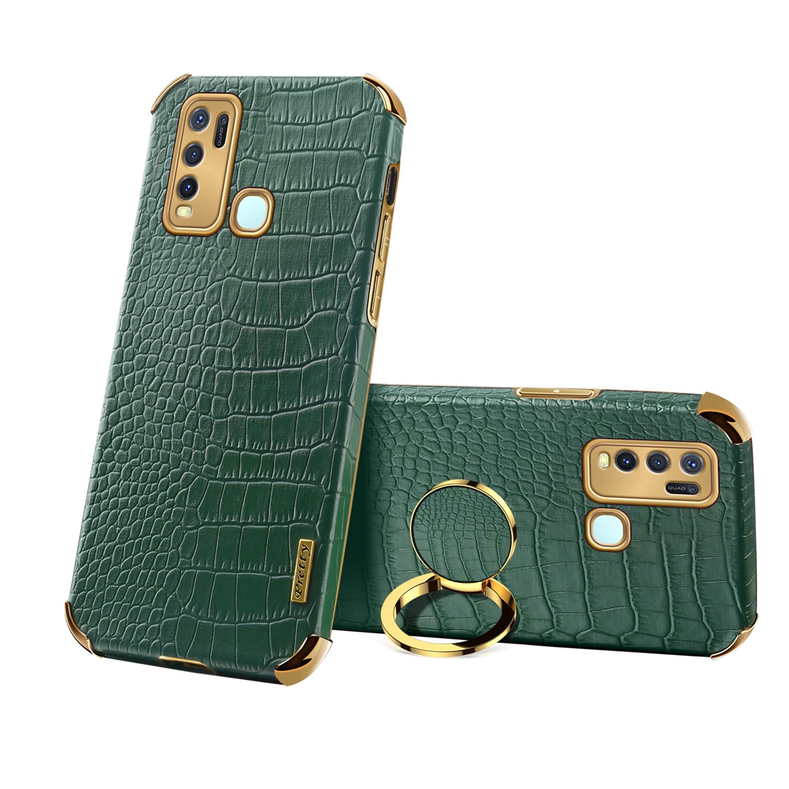 Cover rigida placcata in PC per Vivo V50 con anello in metallo rotante