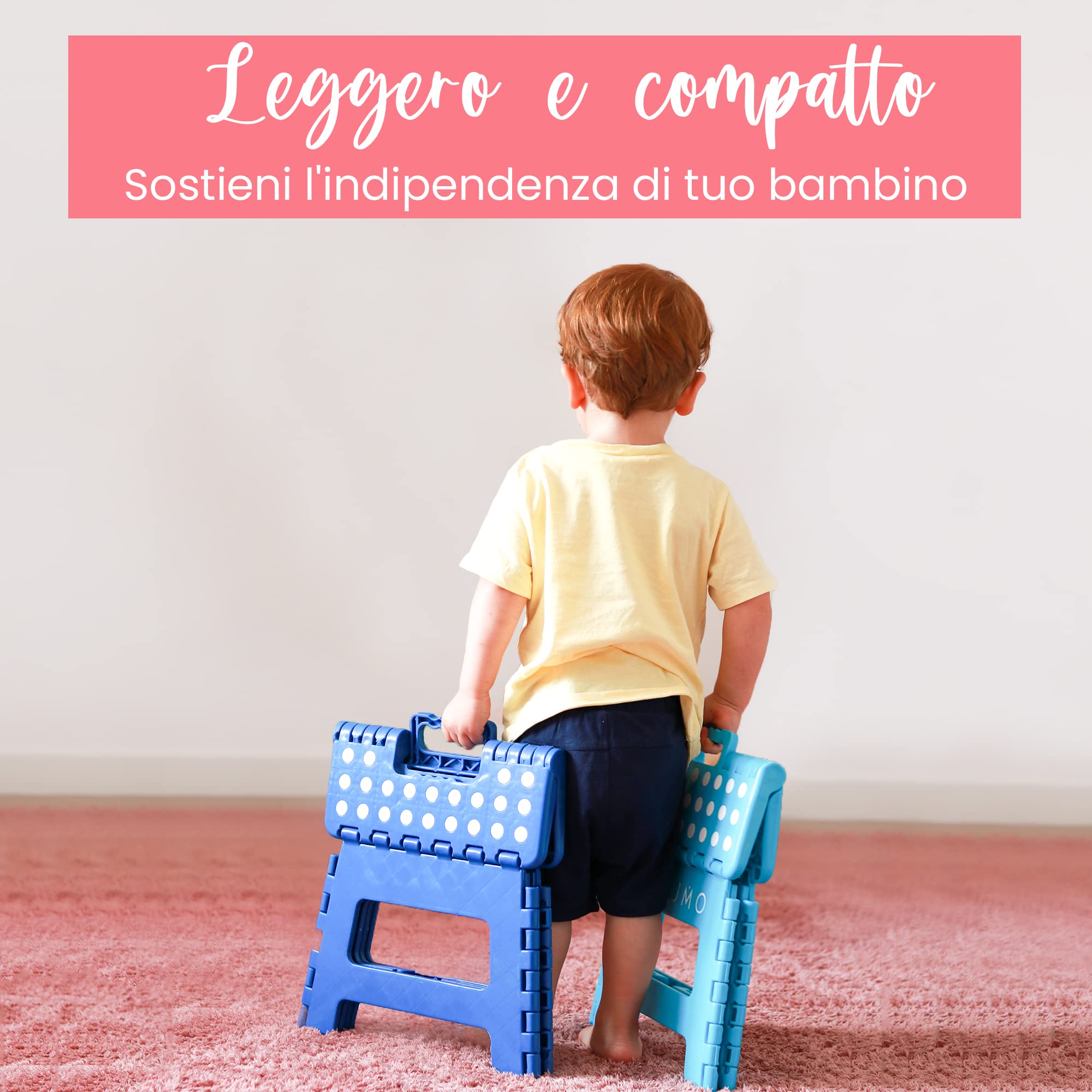 NATUMO® - Sgabello pieghevole di alta qualità, portata 150 kg, per cucina, bagno, giardino, per bambini e adulti