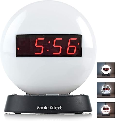 Sonic Alert Glow Soft White Night Light Alarm Clock - Loud & Compact Alarm Clock for Bedroom - Battery Backup & Full Range Dimmer - Easy to Set disponible en Yaxa Colombia