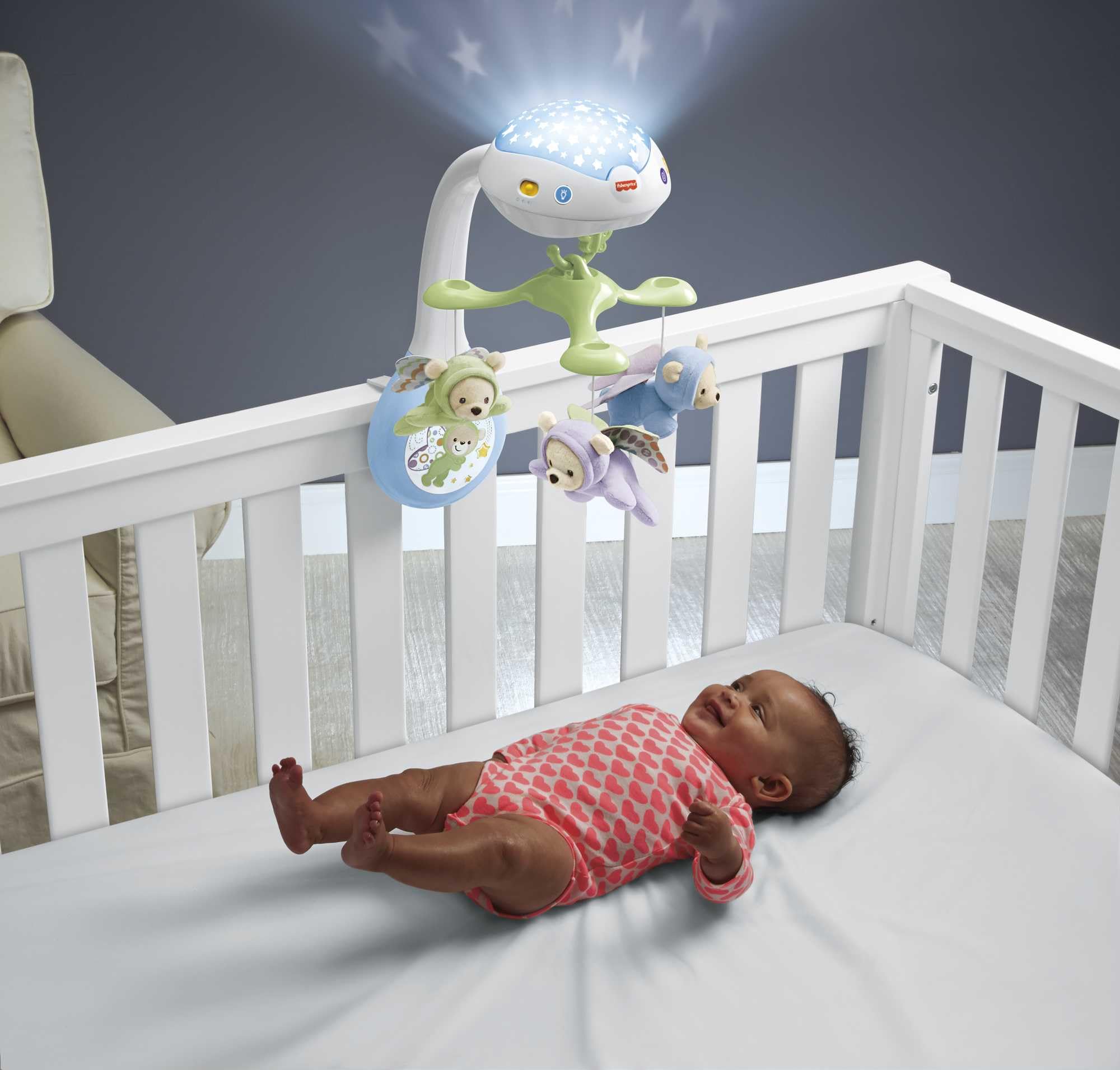 Fisher-Price CDN41-3-in-1 Traumbärchen Mobile Nachtlicht mit beruhigender Musik und White Noise mit Sternenlichtern Babyerstausstattung, ab 0 Monaten