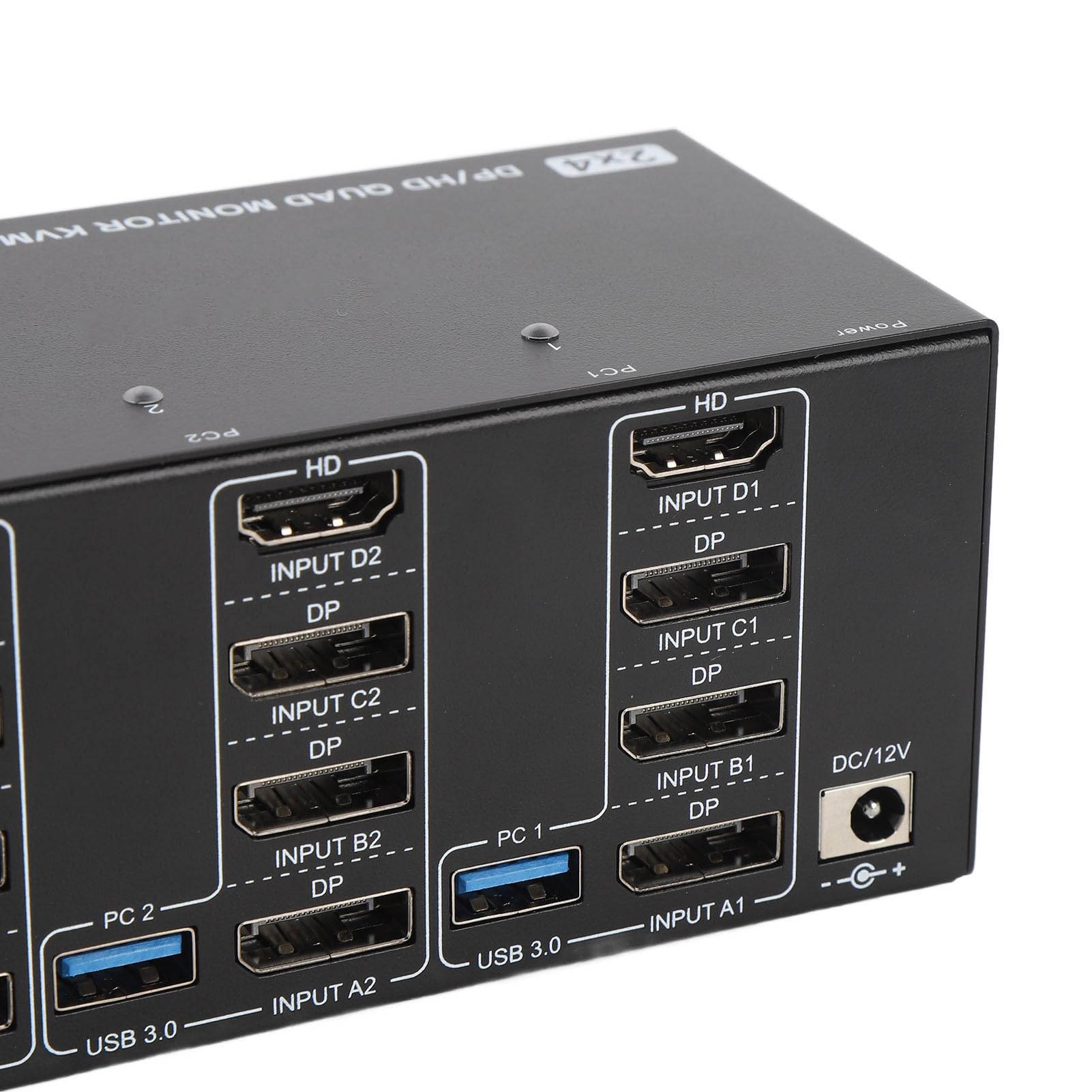 4 Moniteurs KVM Switch avec 4 Ports USB 3.0, 2 Ordinateurs HD 8K 60Hz Displayport (Prise UE)