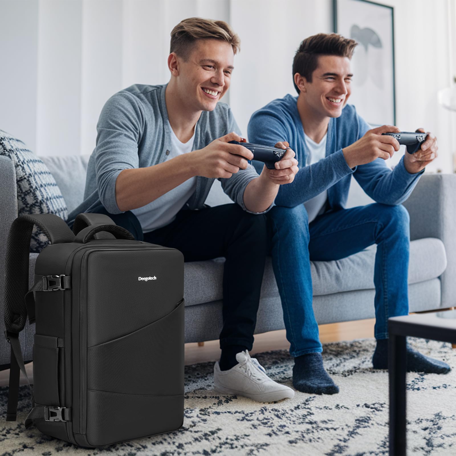 Deegotech Carrying Case Compatible with PS5/PS5 Pro/PS5 Slim, Protective Travel Bag Backpack Compatible with Playstation 5 Console, Disc, Accessories and 15.6" Laptop, Black