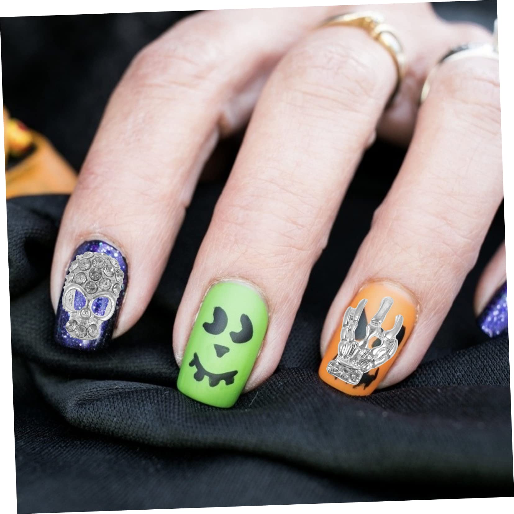 minkissy 120piezas Pegatinas De Calavera Para Uñas Con Brillantes Decoración De Manicura y Bricolaje Para Uñas Naturales y Acrílicas