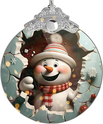 Adornos de Navidad 2025, Lindo Muñeco de Nieve, Adornos Únicos de Navidad Muñeco de Nieve Ornamento de Acrílico de 4 Pulgadas Arte, Regalos de