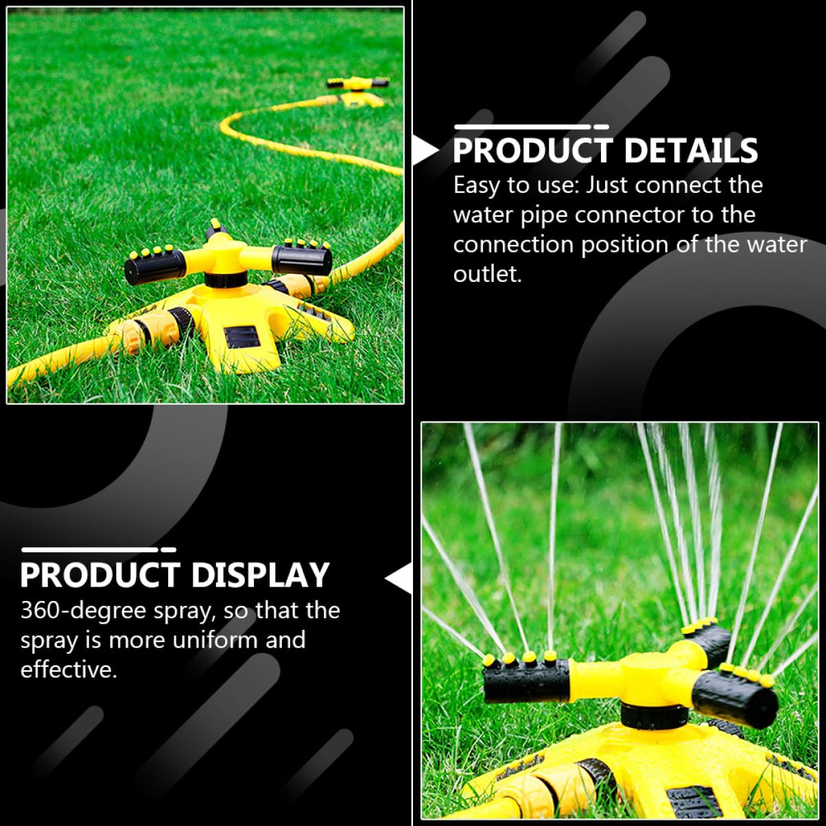 Hemobllo Système D'irrigation de Jardin 2 Pièces Arroseur Rotatif Automatique 360° pour Pelouse et Potager Couverture Large Jaune