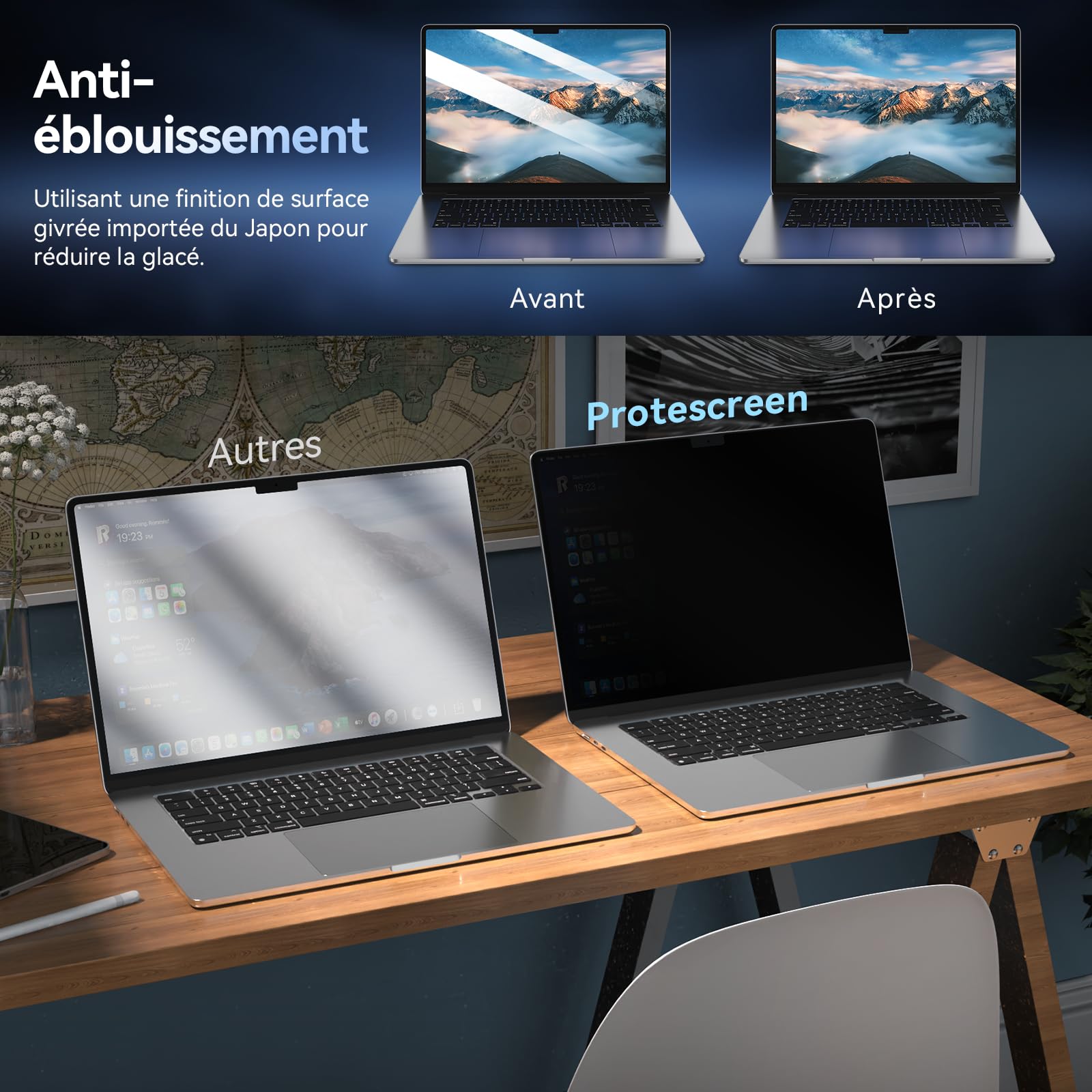 360° Filtre de Confidentialité pour MacBook Air 15 Pouces M5 2026 / M4 2025 / M3 2024 / M2 2023,Filtre Anti Espion Protection Ecran,Laptop Privacy Screen pour Mac 15