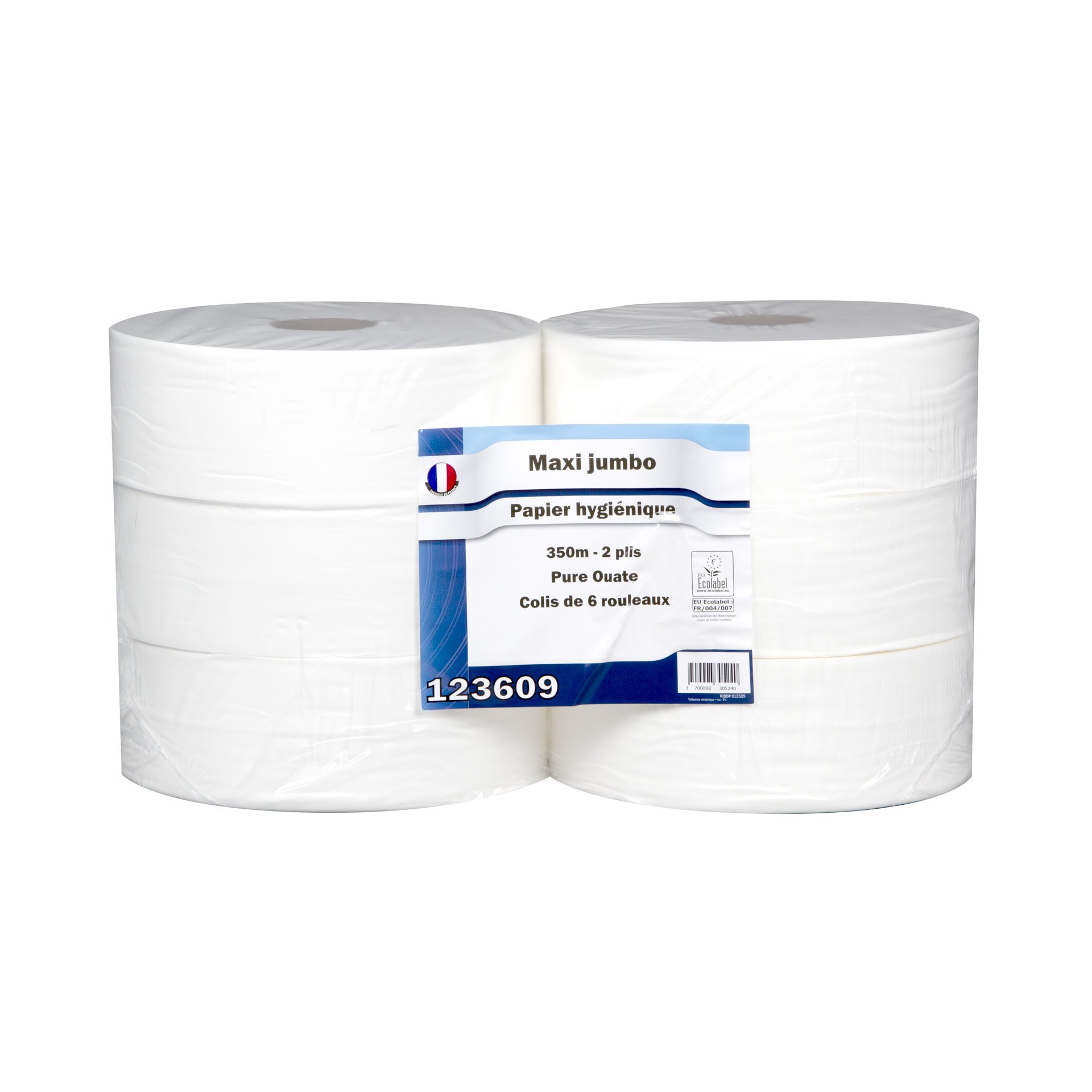 123609 Papier toilette rouleaux, PH Maxi Jumbo 350, Pure ouate (Pack de 6)