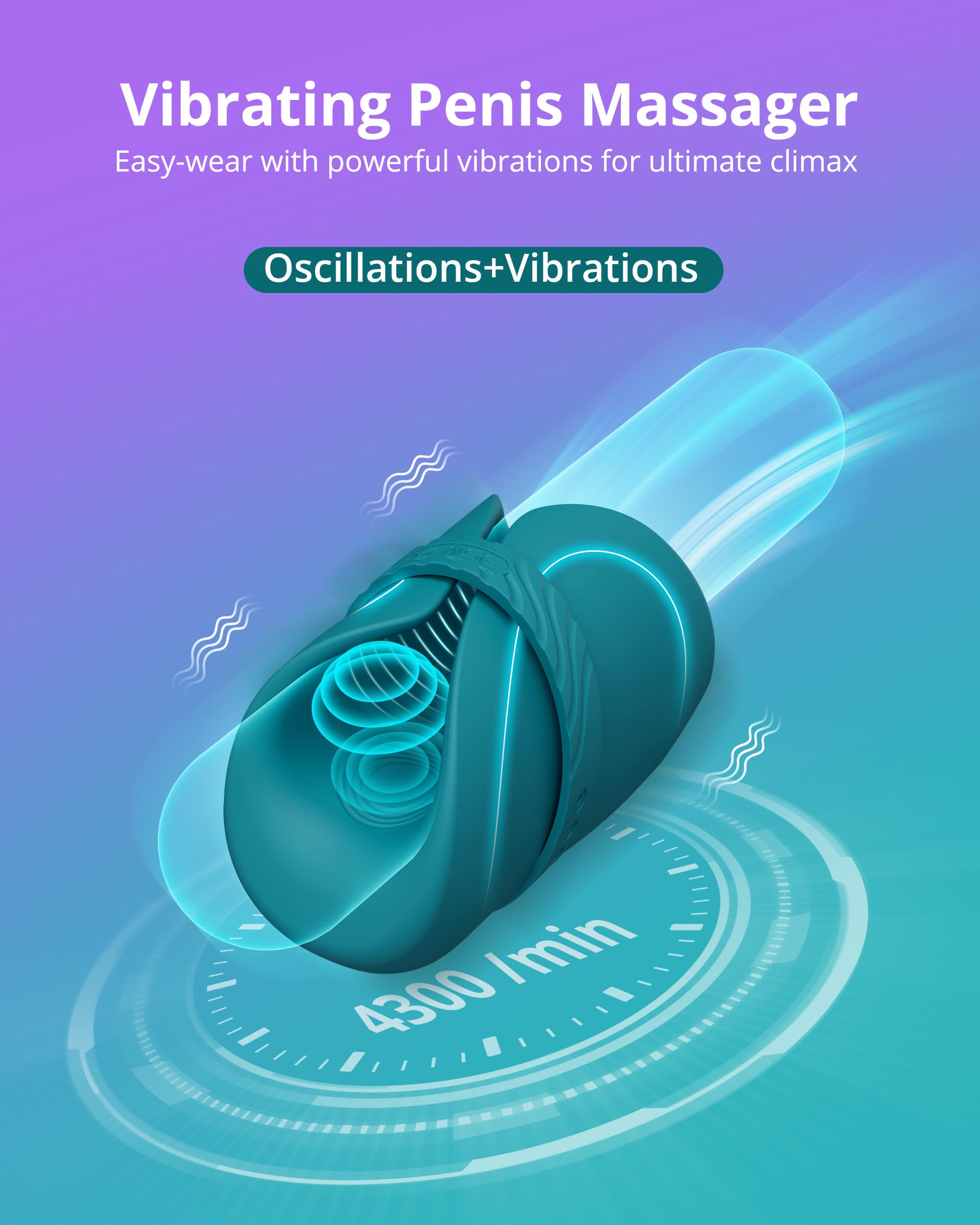 LOVENSE Gush 2 Automatic Male Masturbator Stroker, Vibrating & Oscillating Adult Sex Toys & Games with Endurance Training App Remote Control Penis Vibrator Massager Cock Ring, with Adjustable Buckles