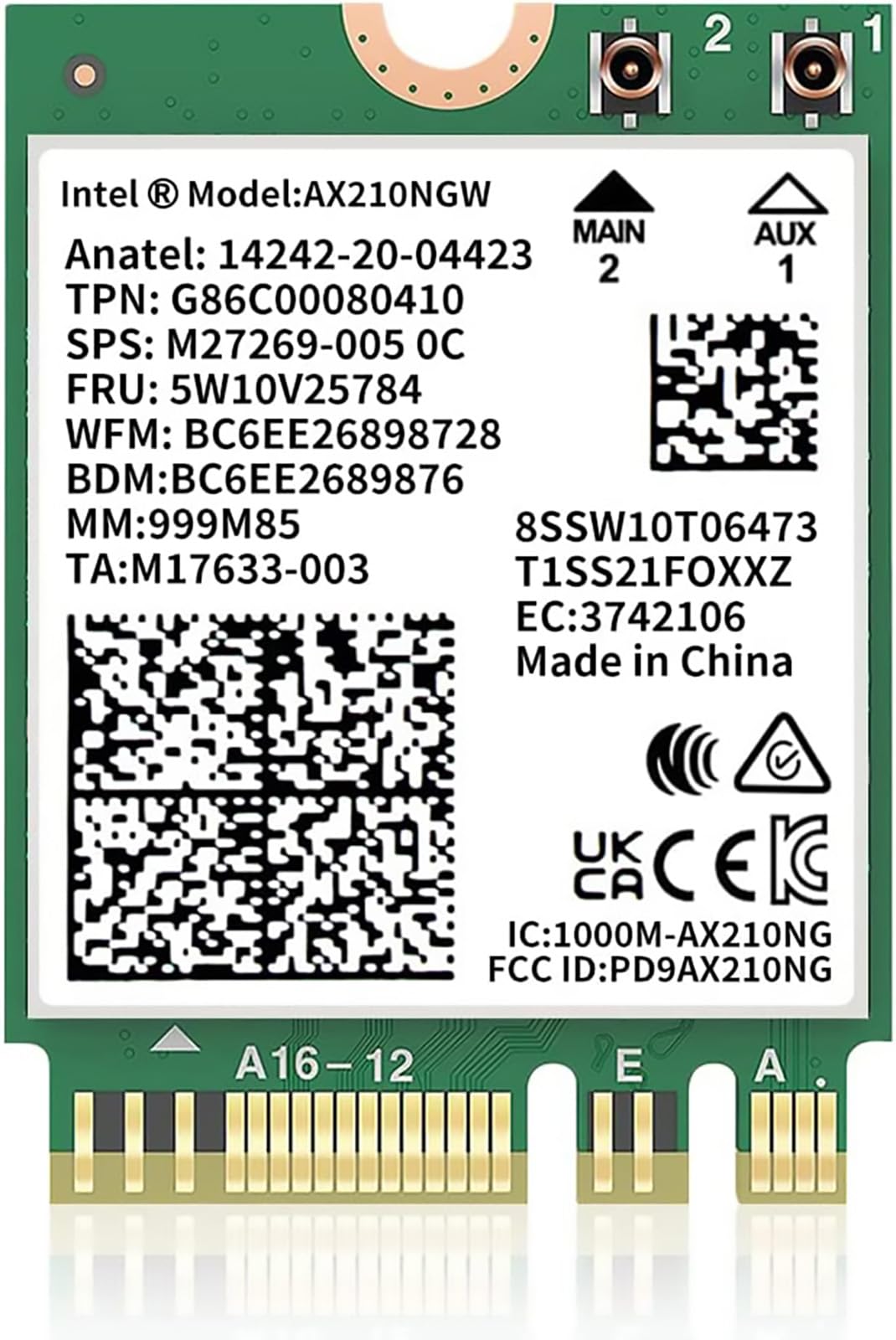 Intel Wi-Fi 6E AX210NGW 無線LAN M.2 WiFi ワ…
