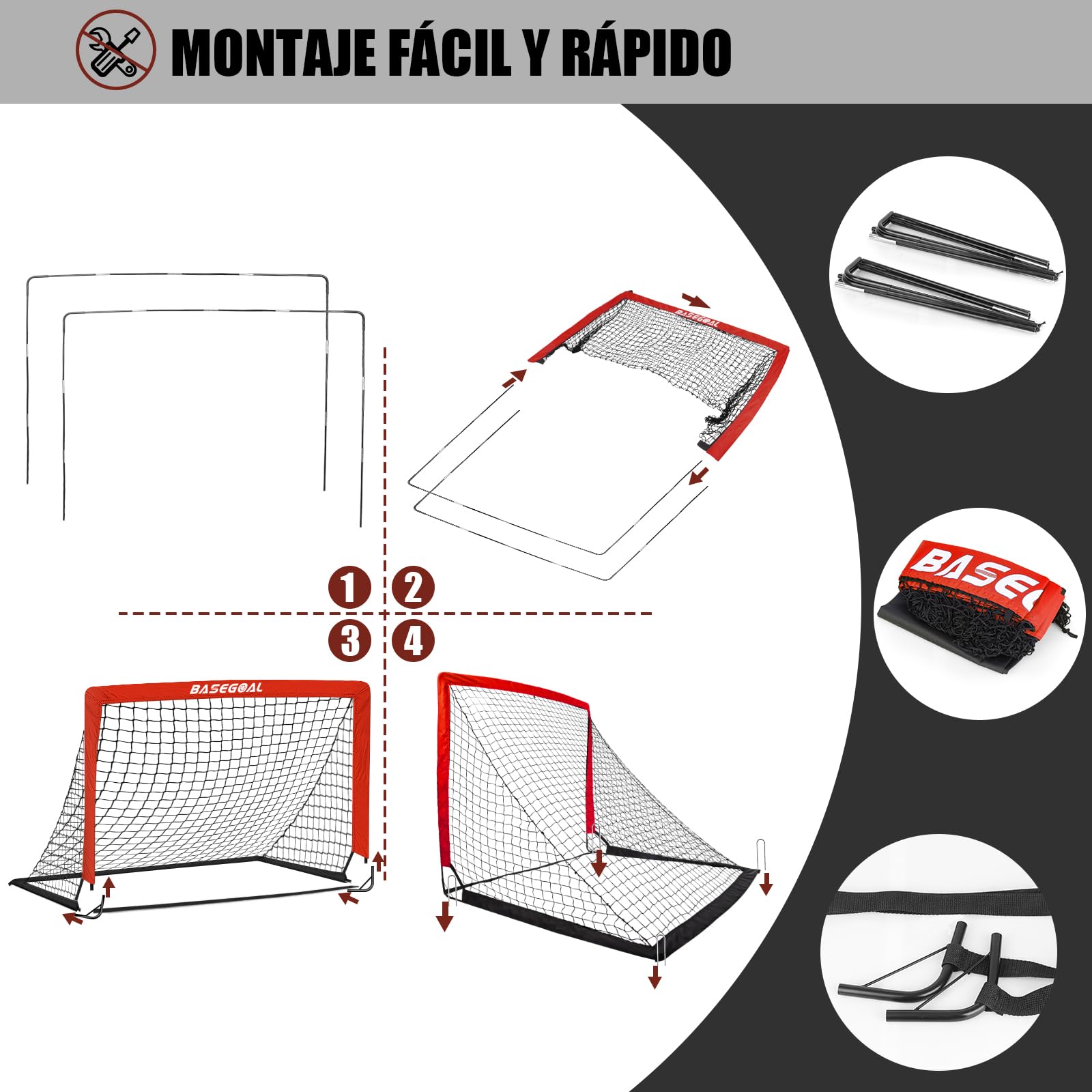 Porteria Futbol Plegable Portatil 150x120 CM con Bolsa Transporte Diana Colgante