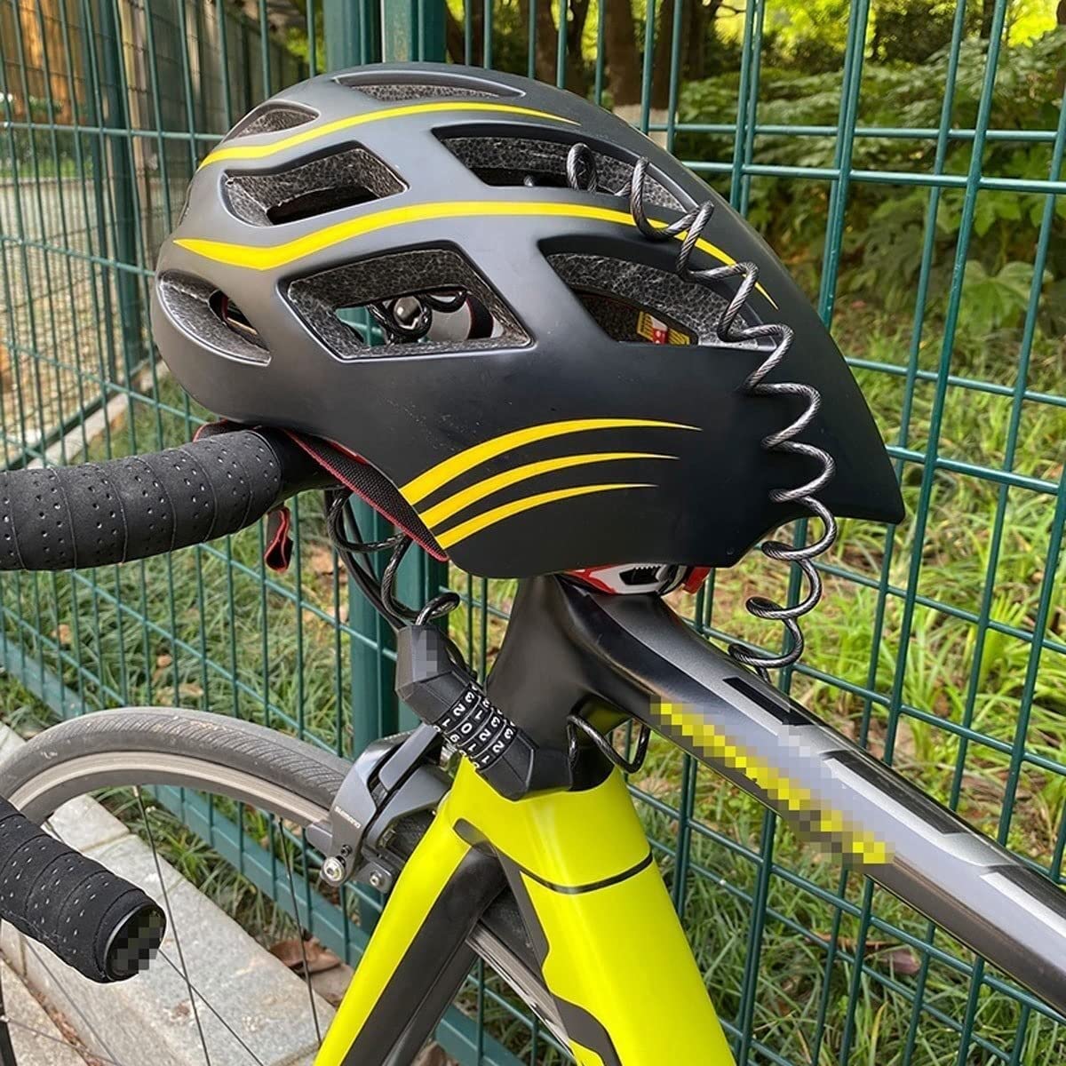 Lucchetto per Bici da 1,5 m, antifurto, con Cavo in Tessuto d'Acciaio, per Moto, Scooter, Casco, Borsa, Sella, Accessori per Bicicletta, lucchetti per Ciclismo (L 150 cm)