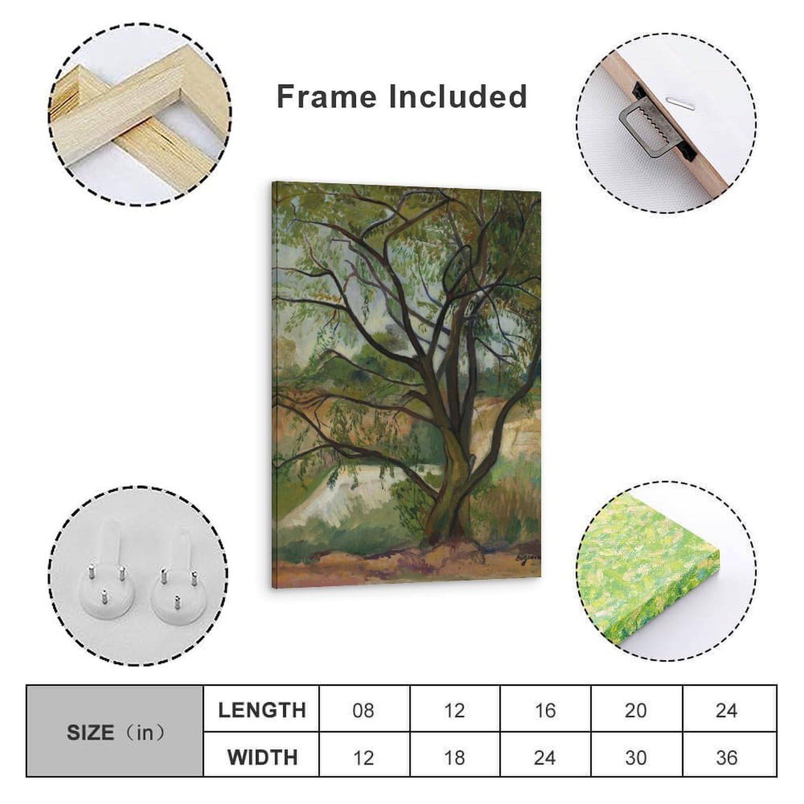 generisch The Tree by Suzanne Valadon Impresiones en Lienzo Modernas, Cuadros Decorativos Para Habitaciones de Niños o Niñas, Murales para Salón Y Pinturas Con Motivos Festivos 45 x 45 cm