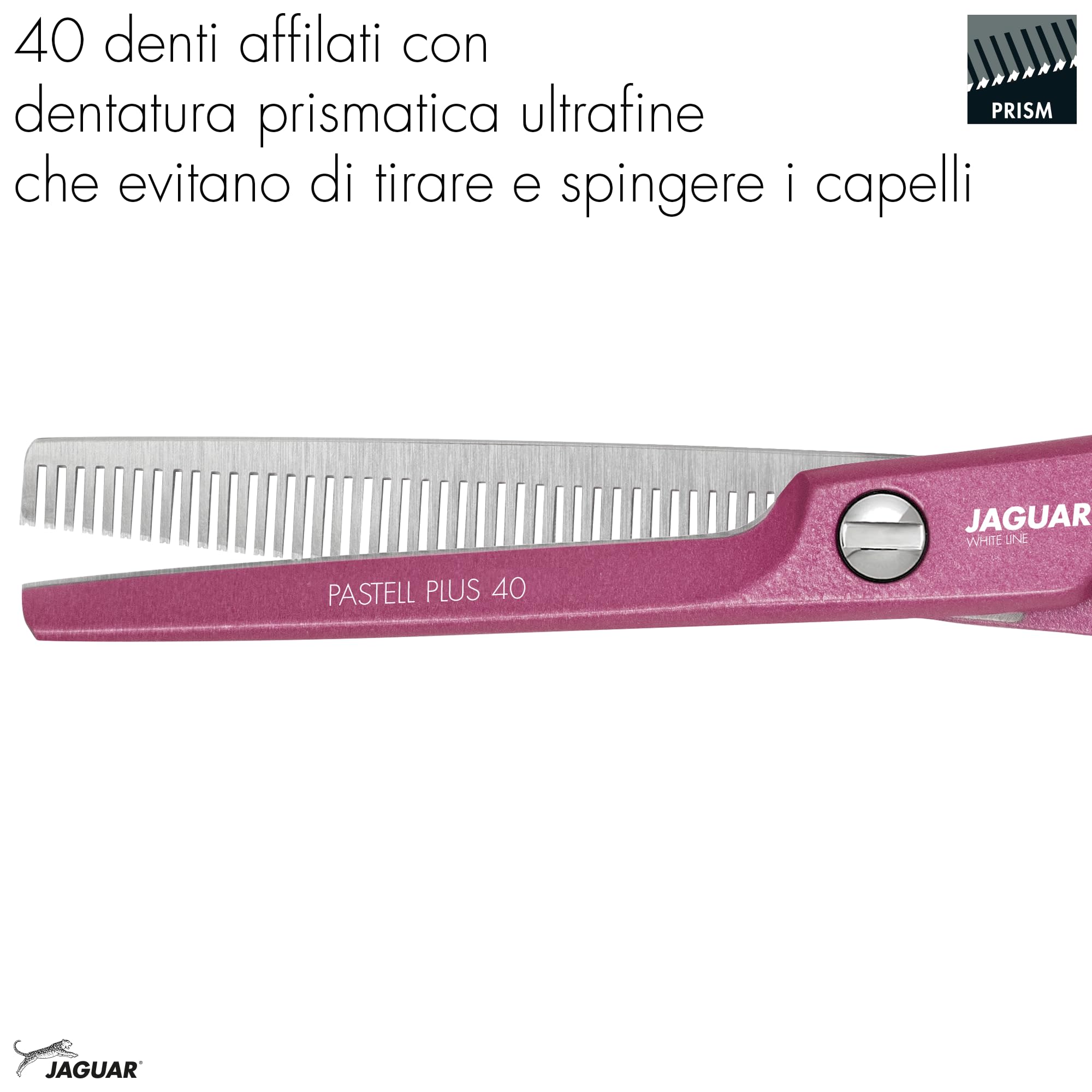 JAGUAR Forbici da modellatura PASTELL PLUS Berry Classic 40 5,5" | Forbici da texturizzazione con 40 denti sfolti a taglio prismatico | Rivestimento metallico antiallergico | Prodotto in Germania