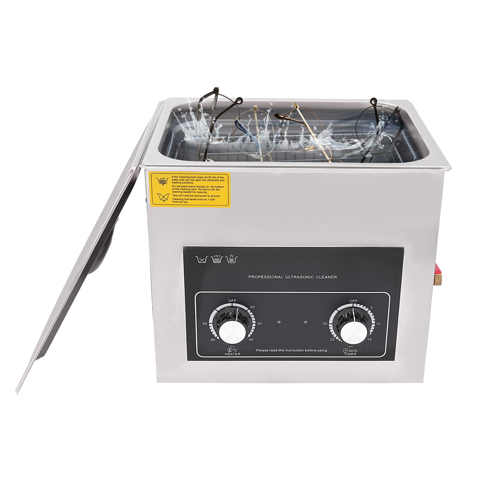 Máquina de limpieza ultrasónica, máquina limpiadora ultrasónica - Tanque de baño digital industrial con calentador y temporizador para joyería, gafas, instrumental dental, equipo médico, ace