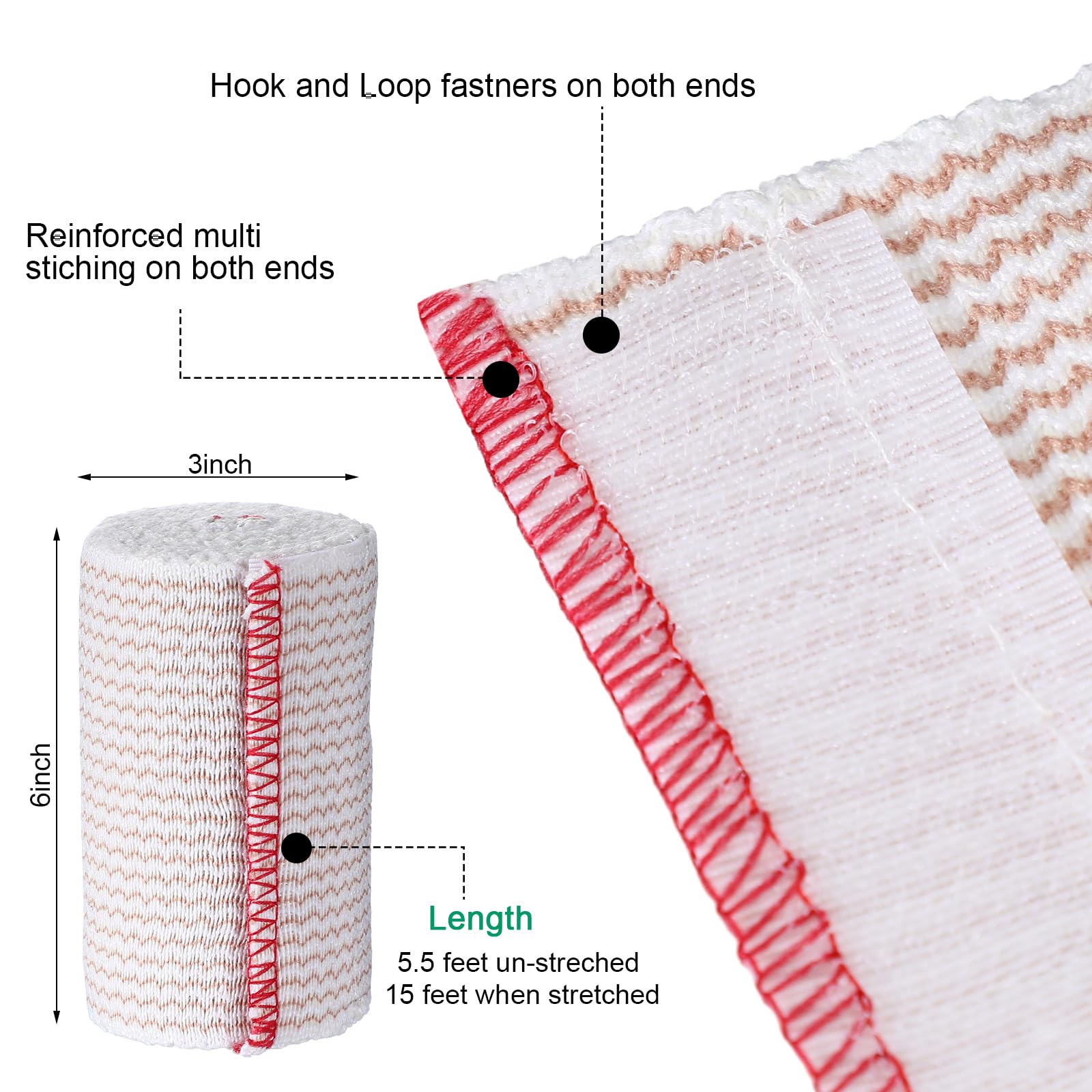 Reginary 20 Pack Elastic Bandage Wrap 3 Inch Red Trim — Amazon image 2