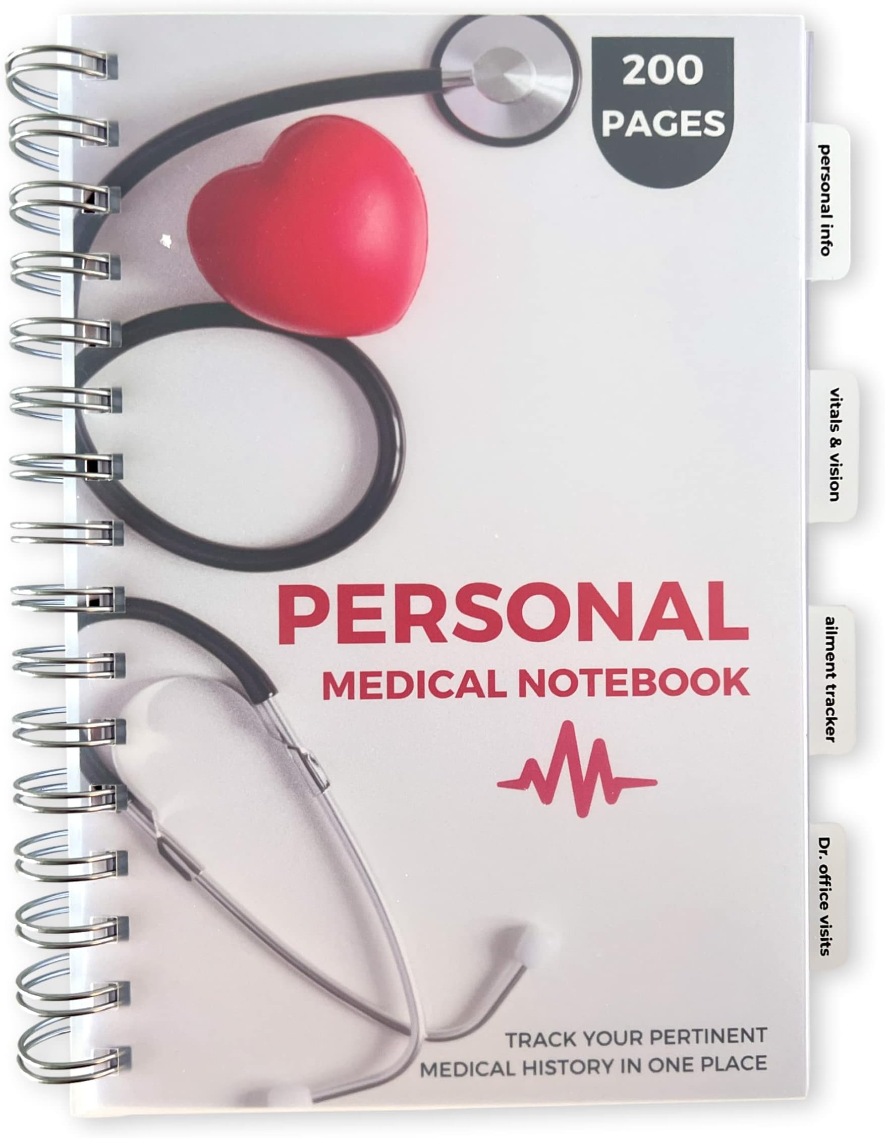 Portage Personal Medical Journal | Log Office Visits, Track Medical Expenses, Chronic Conditions and More | A4 Notepad 200 Pages for Keeping Track of Medical History