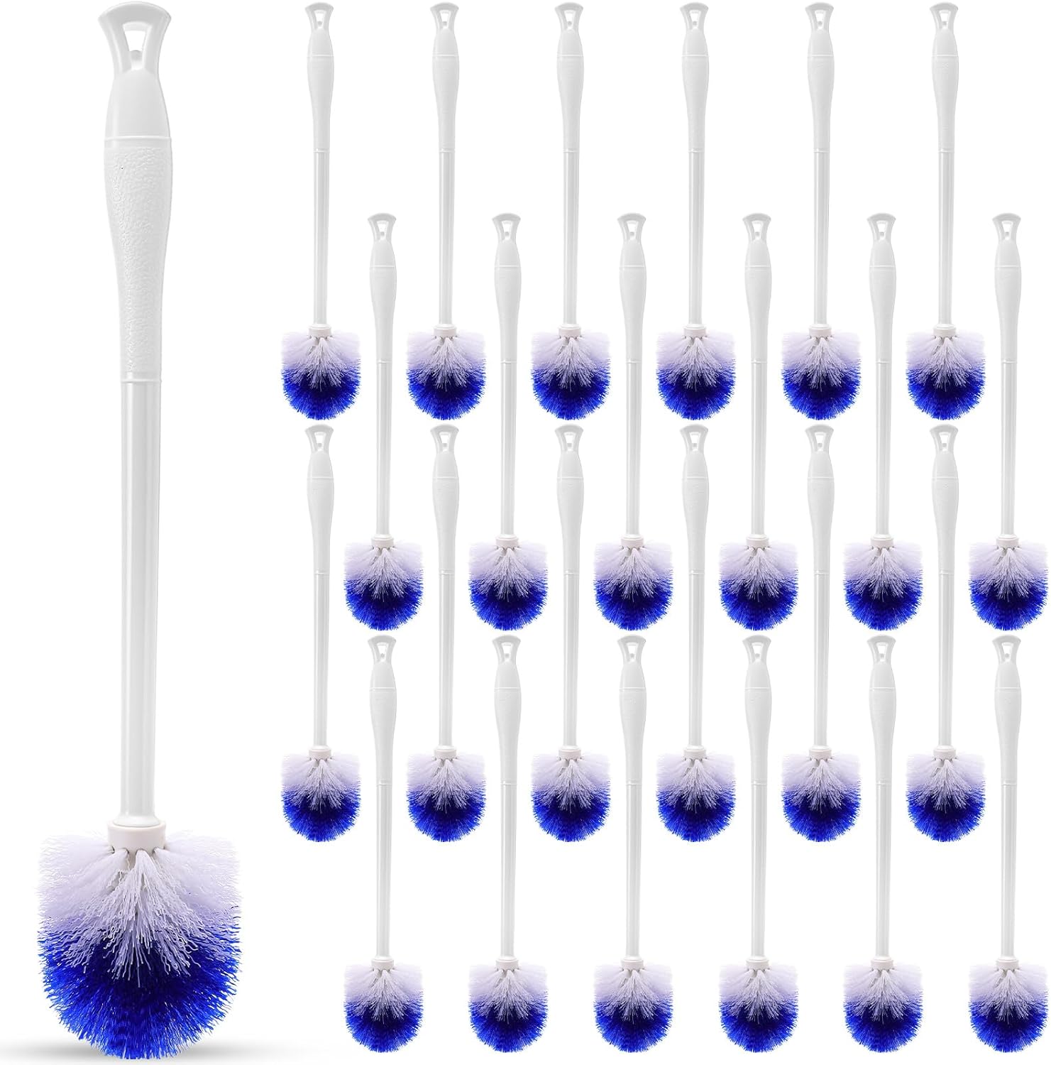24 Pcs 18 Inch Toilet Brush Toilet Bowl Cleaner Brush Bathroom Long Plastic Handled Cleaning Scrubber with Hook Hole for Household Bathroom Cleaning Supplies(Flat Handle)