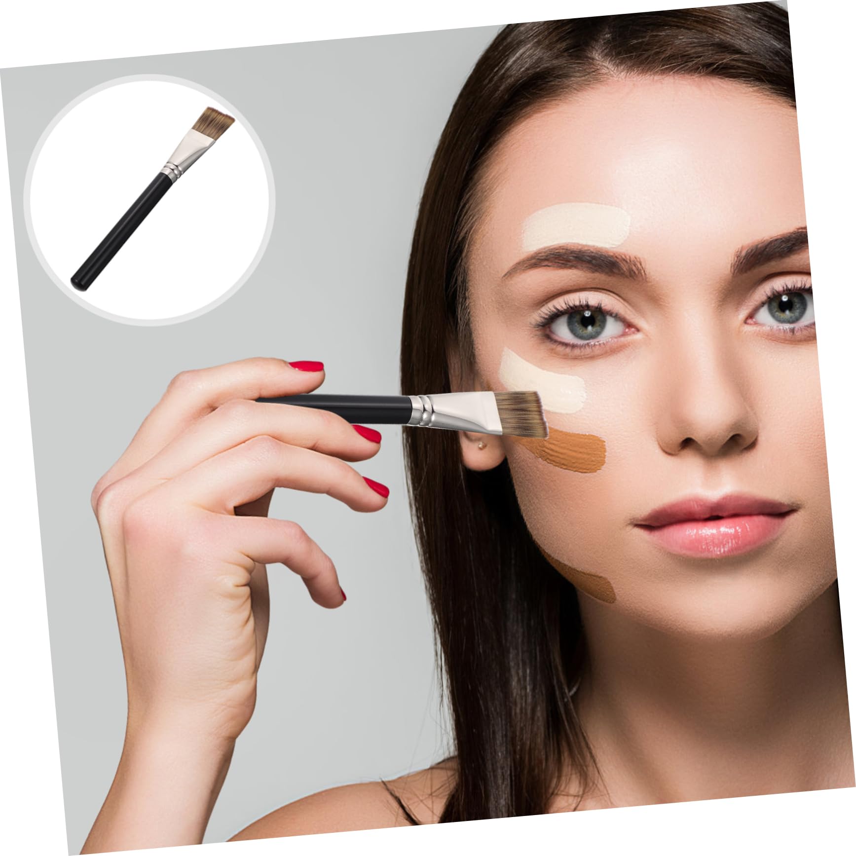 MAGICLULU 5 Pz Pennello Da Trucco Pennello Per Fondotinta Per Trucco in Polvere Pennello Per Il Viso Senza Cuciture Pennelli Cosmetici Mancare Manico in Legno Testa Piatta Fondazione