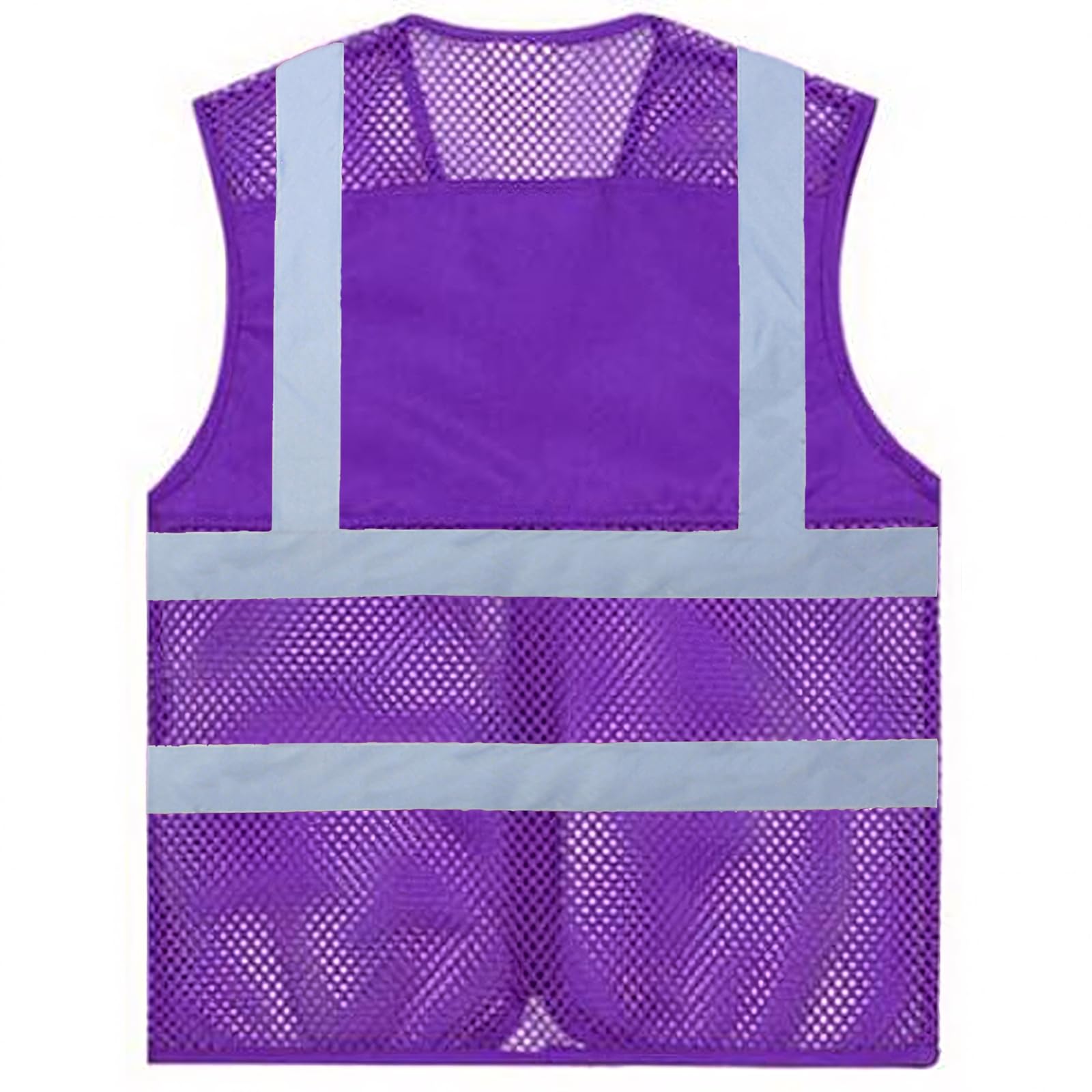 TOPTIE Paquete de 5 chalecos de seguridad transpirables frontales con cremallera de alta visibilidad unisex al por mayor, chaleco de actividad de voluntariado de malla