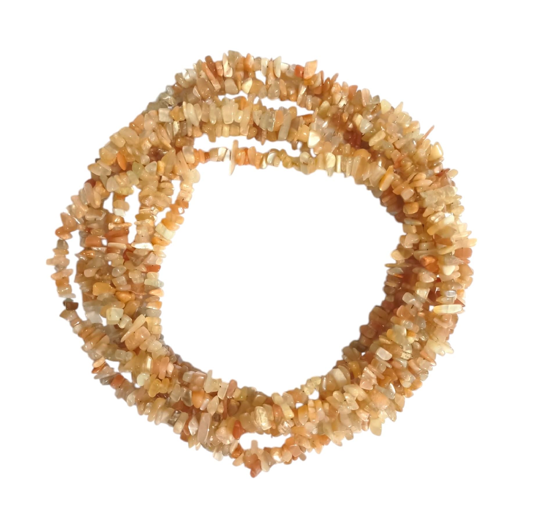 Pierre de lune de pêche non coupée en collier sans fin de 254 cm pour bijoux