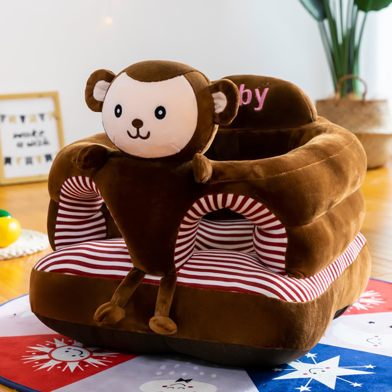 Siège de Soutien Pour Bébé, Support de Siège En Forme D'animal, Support de Sièges de Canapé Animal Anti-chute, Remplaçable Doux Coussin Bebe Assis Canapé pour Filles Et Garçons