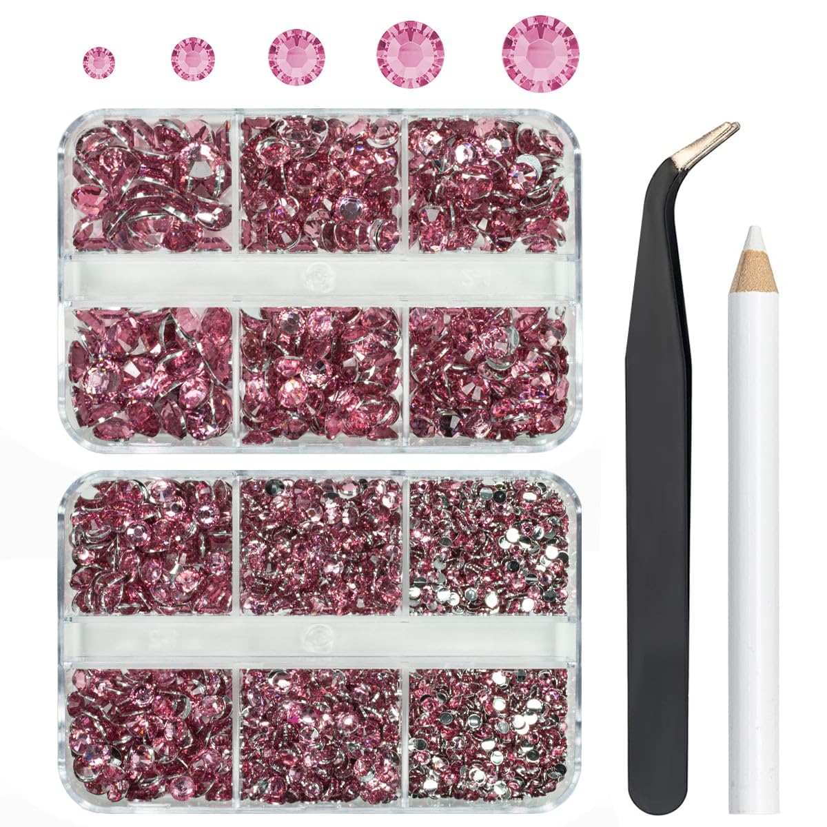 Amazon.com: qiipii 3060PCS Pink Resin Crystal Rhinestones for Crafts ...