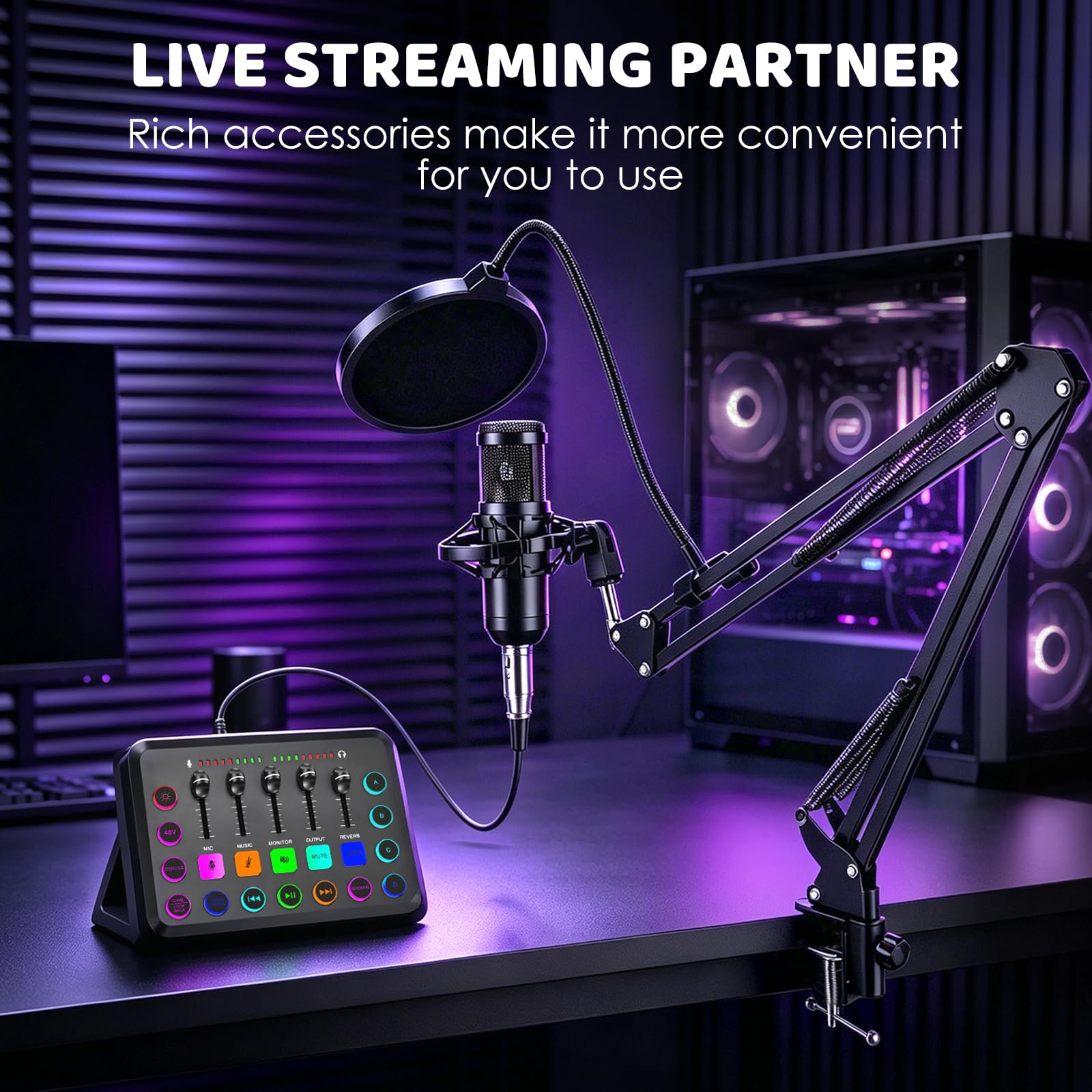 Kit de micrófono Podcast con interfaz de audio y tarjeta de sonido, micrófono condensador BM-800 para transmisión en vivo, canto, juegos y grabación, compatible con PC/portátil, YouTube/TikTok