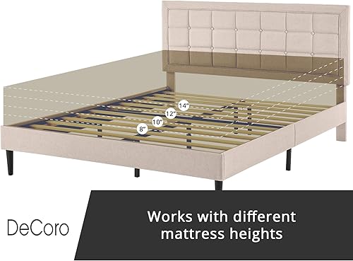 Miniatura 48 de Classic Brands Mornington - Base de cama y cabecera tapizadas Gris oscuro,Lino,Gris claro,Gris