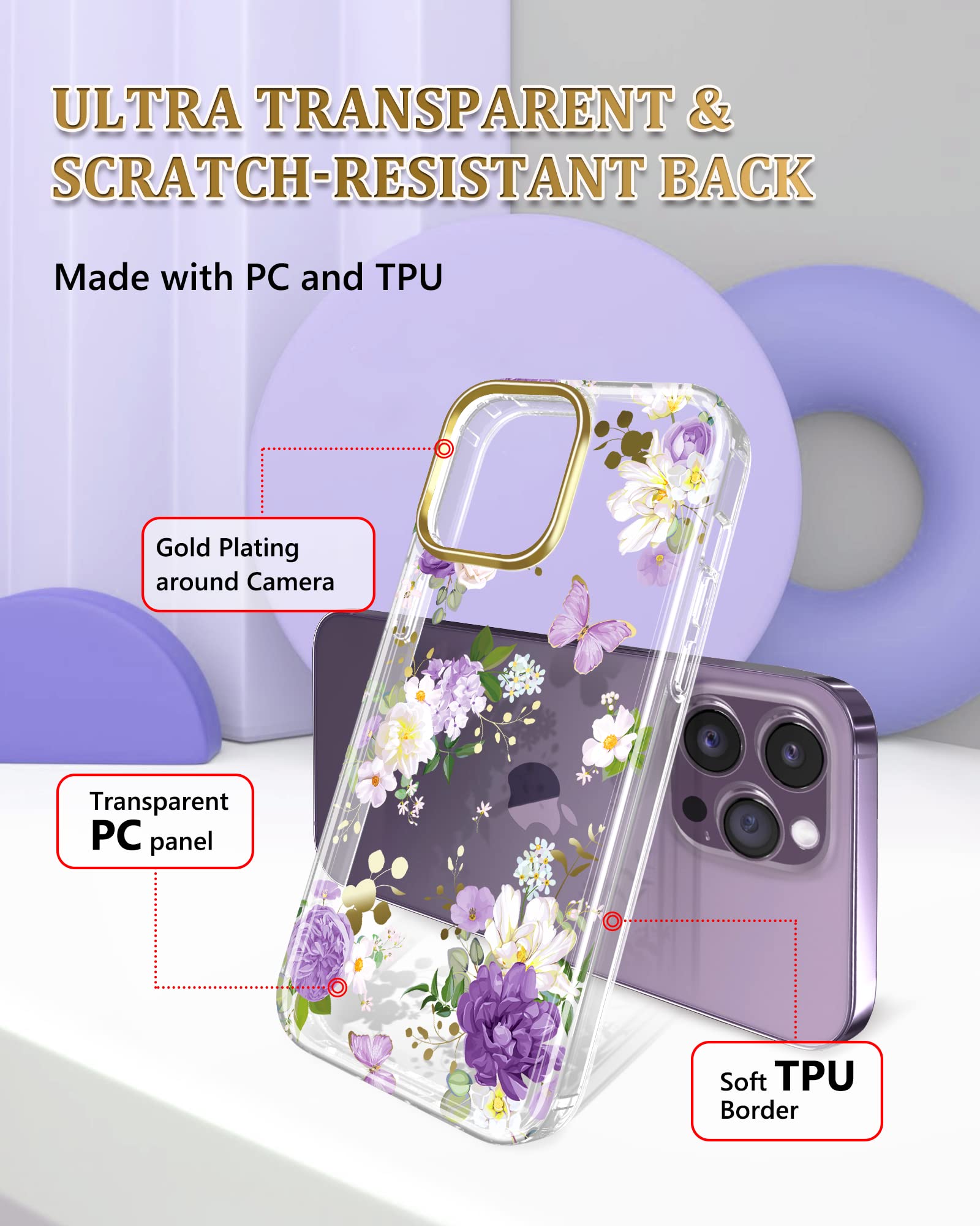 JIAXIUFEN Custodia trasparente compatibile con iPhone Pro Max Design