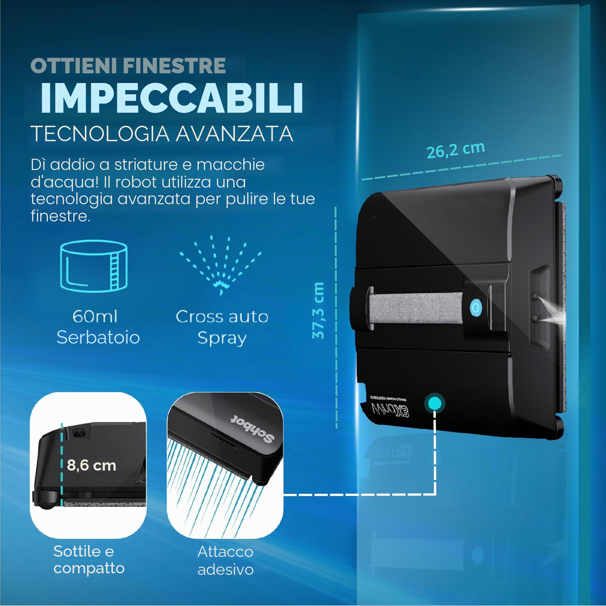 Wind X3 - 5 panni di ricambio in microfibra per la pulizia senza graffi, riutilizzabili, durevoli e facili da applicare per prestazioni ottimali del robot