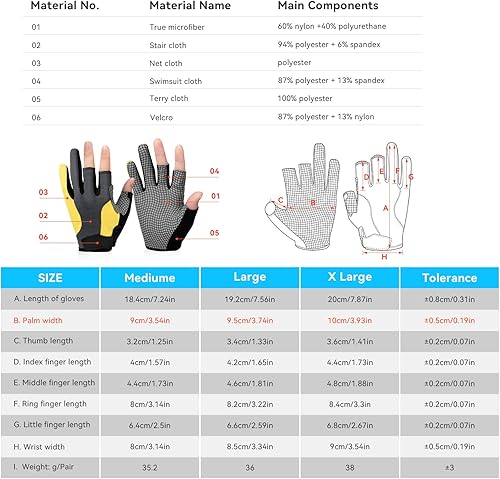 Miniatura 6 de Guantes de pesca con 3 dedos cortados guantes de protección solar para hombres y mujeres, kayak, vela, remo, canoa, ciclismo, senderismo