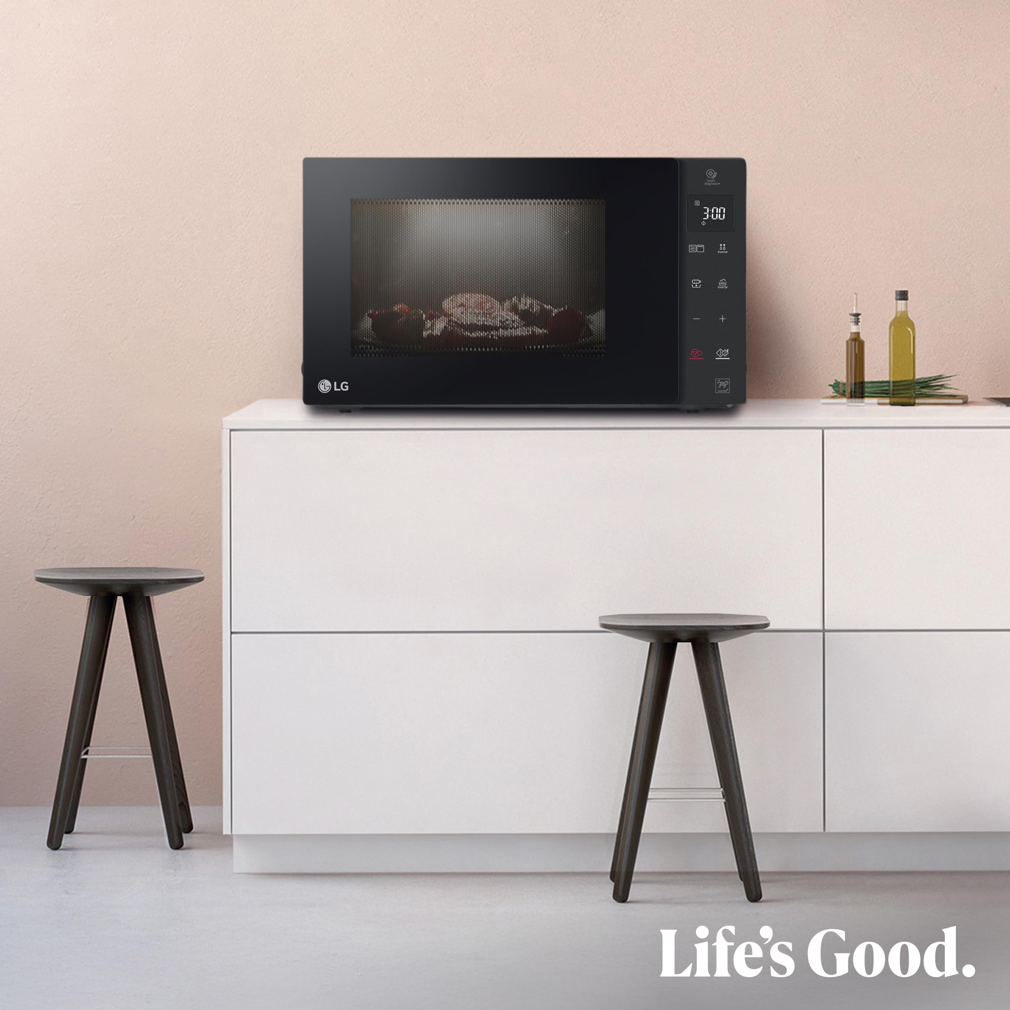LG MH7235GPS - Microondas con Grill 2 en 1, 32L, Smart Inverter 1200 W, Panel Táctil y Giratorio, Cocina Rápida y Uniforme, Display LED, Easy Clan, Ahorro Energético, Negro