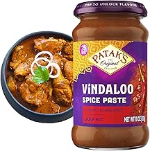 Patak’s Vindaloo Spice Paste - Hot Indian Curry Paste with 11 Expertly Blended Spices - Gluten-Free &Vegan - Flavorful Vindaloo Curry Base for Chicken, Seafood, Vegetables & More - 10oz Jar (Pack of 1)