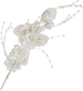 Expo International Vintage Bridal Floral with Pearls Spray | White
