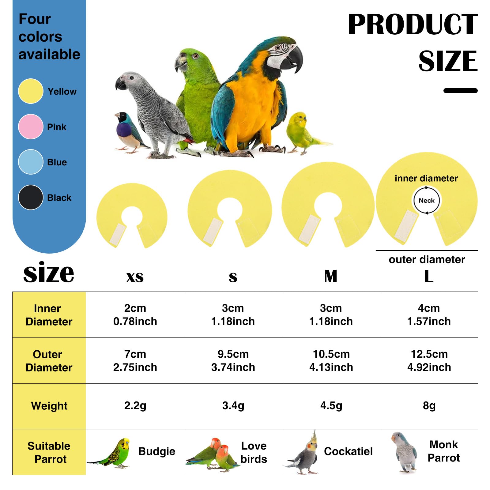 4Pack Bird Cone Collar, Anti-Grab Feather Plucking Wound Healing Safety Elizabethan Collar - Image 2