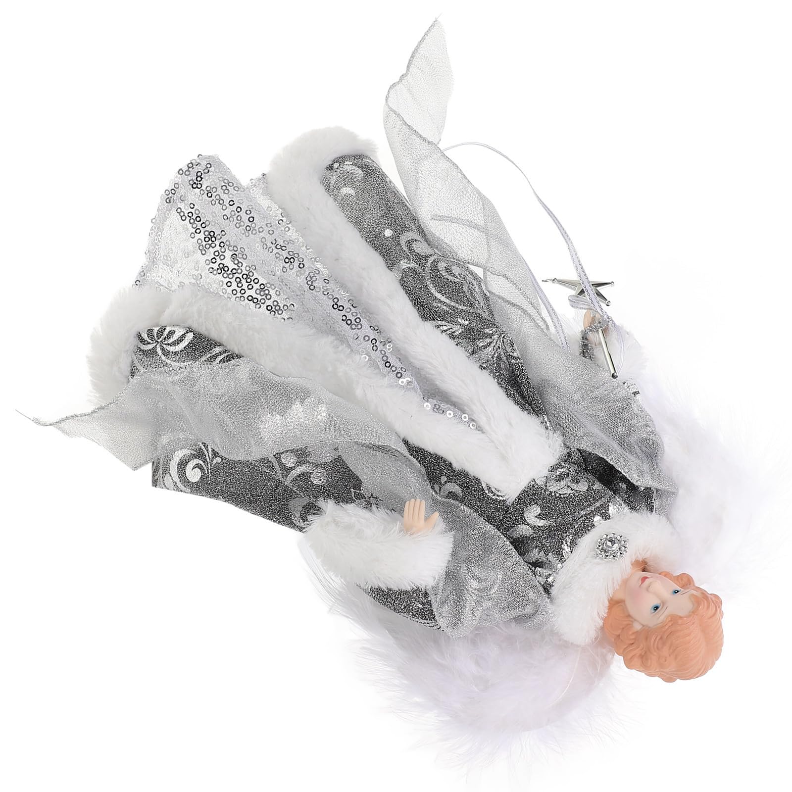 Didiseaon Adorno para Árbol de Navidad Figura de Ángel de Tela Plata, Decoración Encantadora y Pequeña para Crear Ambiente Navideño en Fiestas