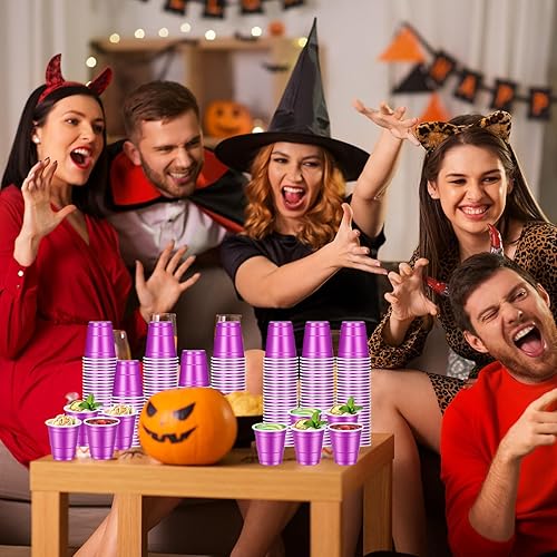 Miniatura 6 de 500 vasos de chupito morados, vasos de chupito morados de plástico desechables de 2 onzas, vasos de chupito morados para beber, degustaciones