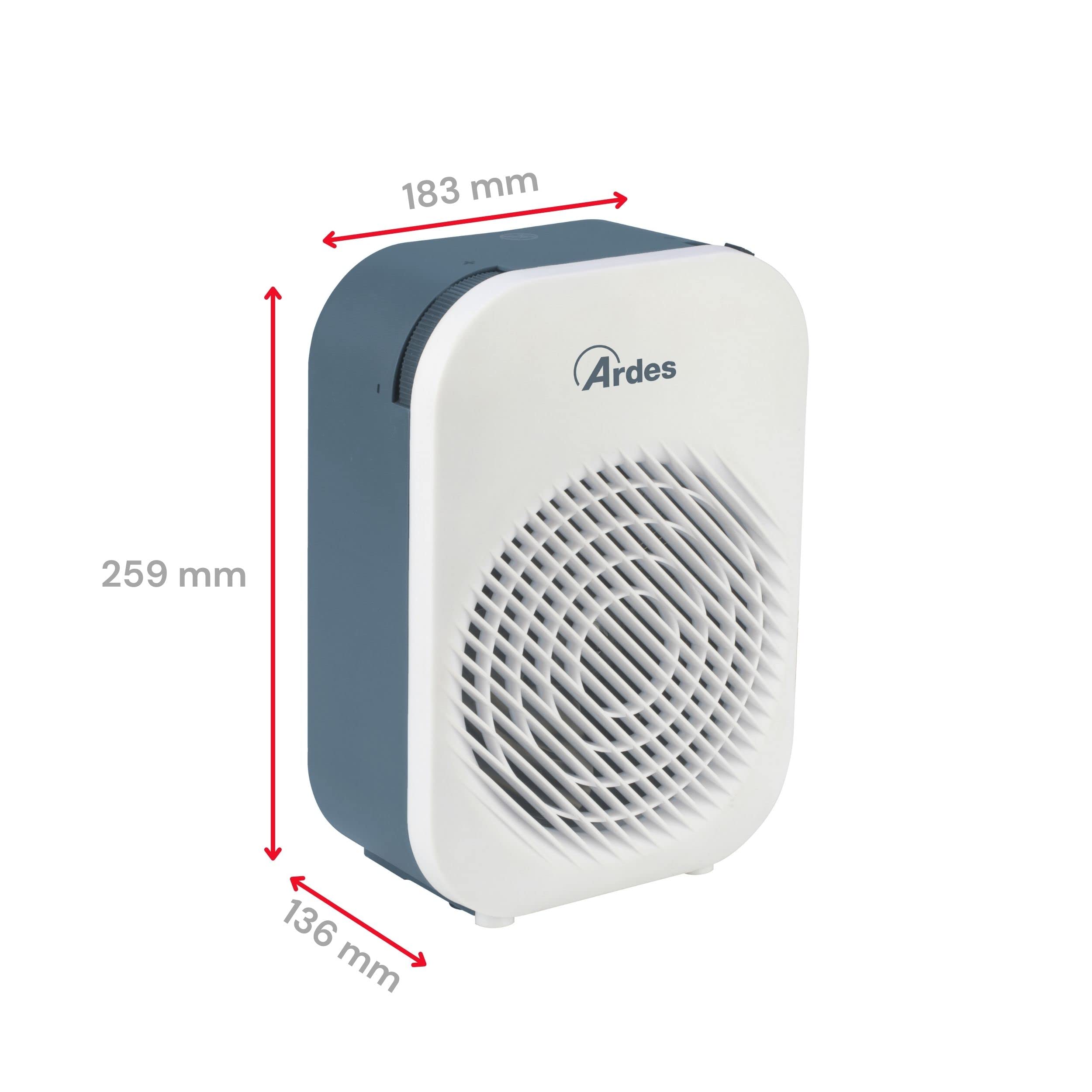 ARDES - ARAM4F09G Heizlüfter SABO, Heizofen, 2 Leistungsstufen Eco/Comfort, Raumtemperatur-Thermostat, tragbarer Heizlüfter mit elegantem, kompaktem Design in Salbei