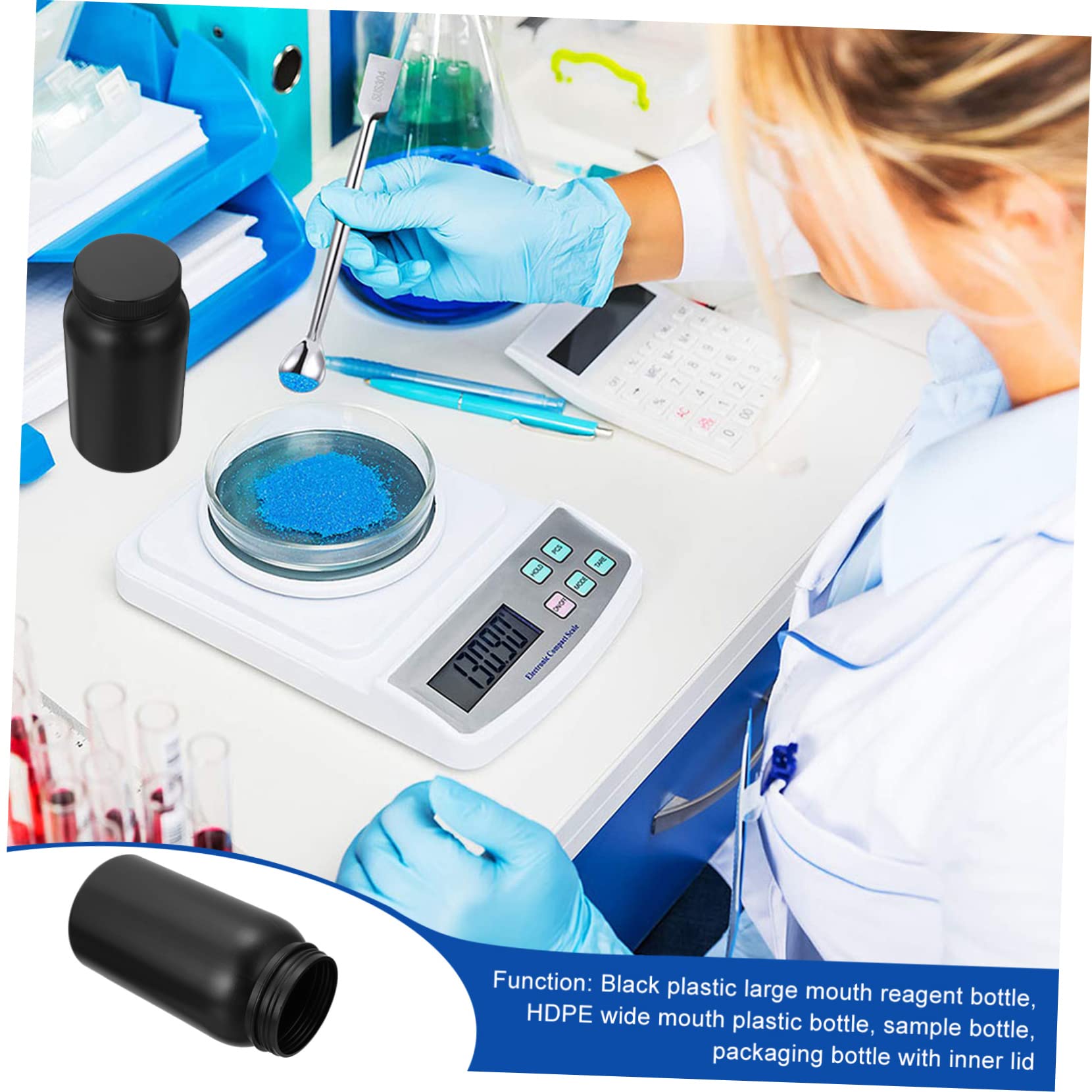 KICHOUSE 2pcs Reagent Bottles 1000ml Lab Chemical Reagent Bottles Wide Mouth Screw Caps