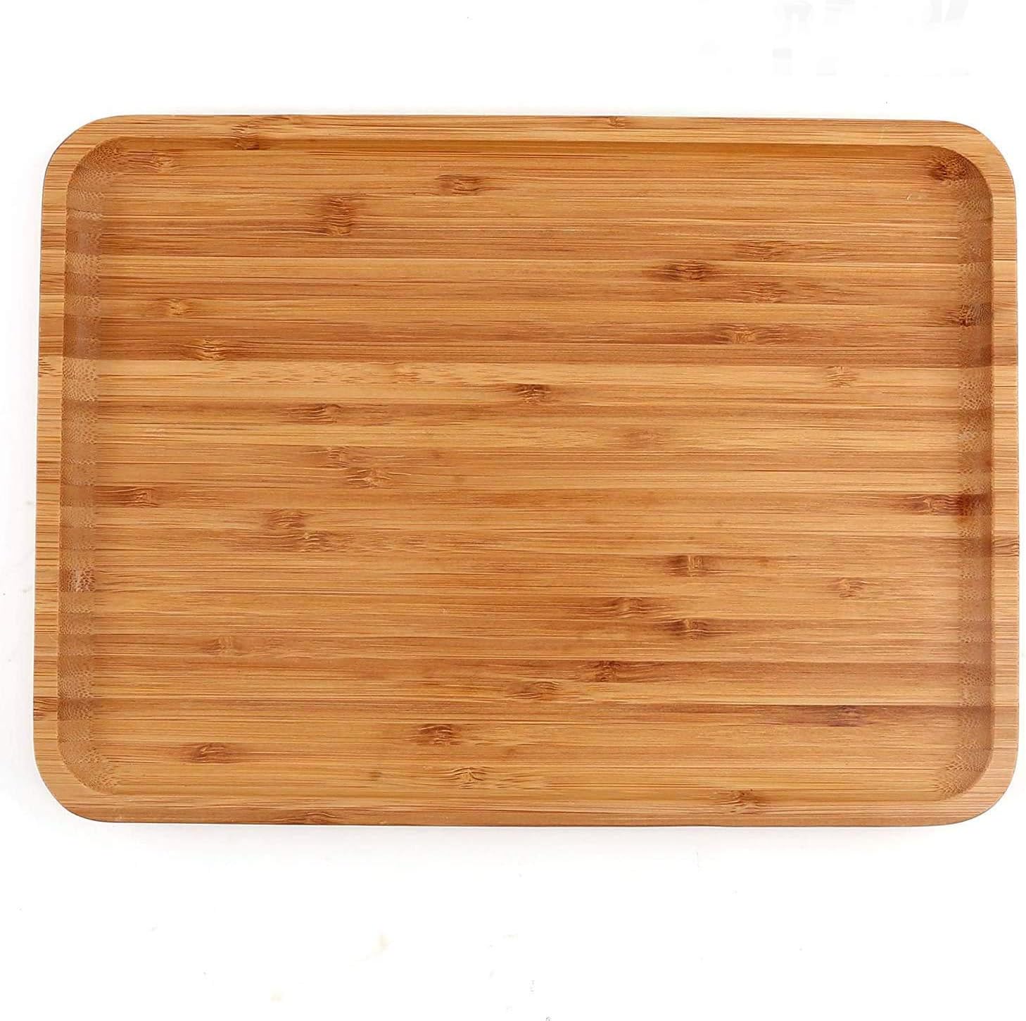 Bamboo Plates,2 Pack Cheese Plates Coffee Tea Serving Tray Fruit platters Party Dinner Plates Sour Candy Tray 13 x 9 x 0.8 inches