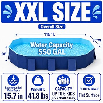 Japard Foldable Non-Inflatable Pool XX Large 115