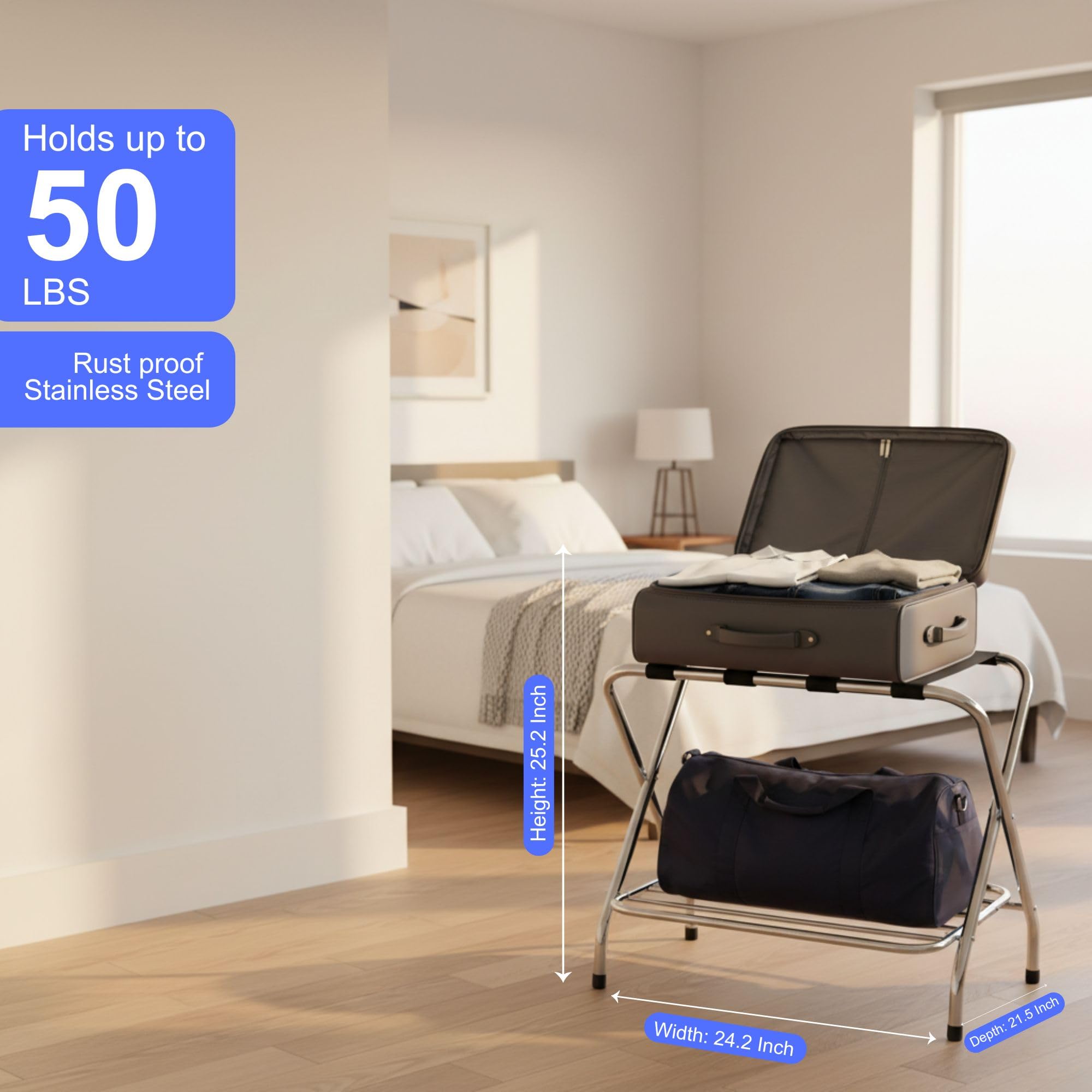 user_db7635e5ラゲッジラック Amazon.com: USTECH Double-Tier Luggage Rack – Foldable Suitcase
