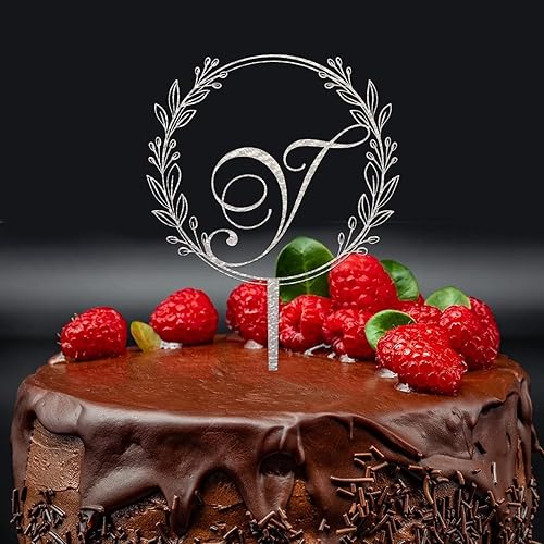 Decoración para tarta de boda con inicial, corona rústica con monograma, decoración personalizada para tartas Mr y Mrs, decoración única para